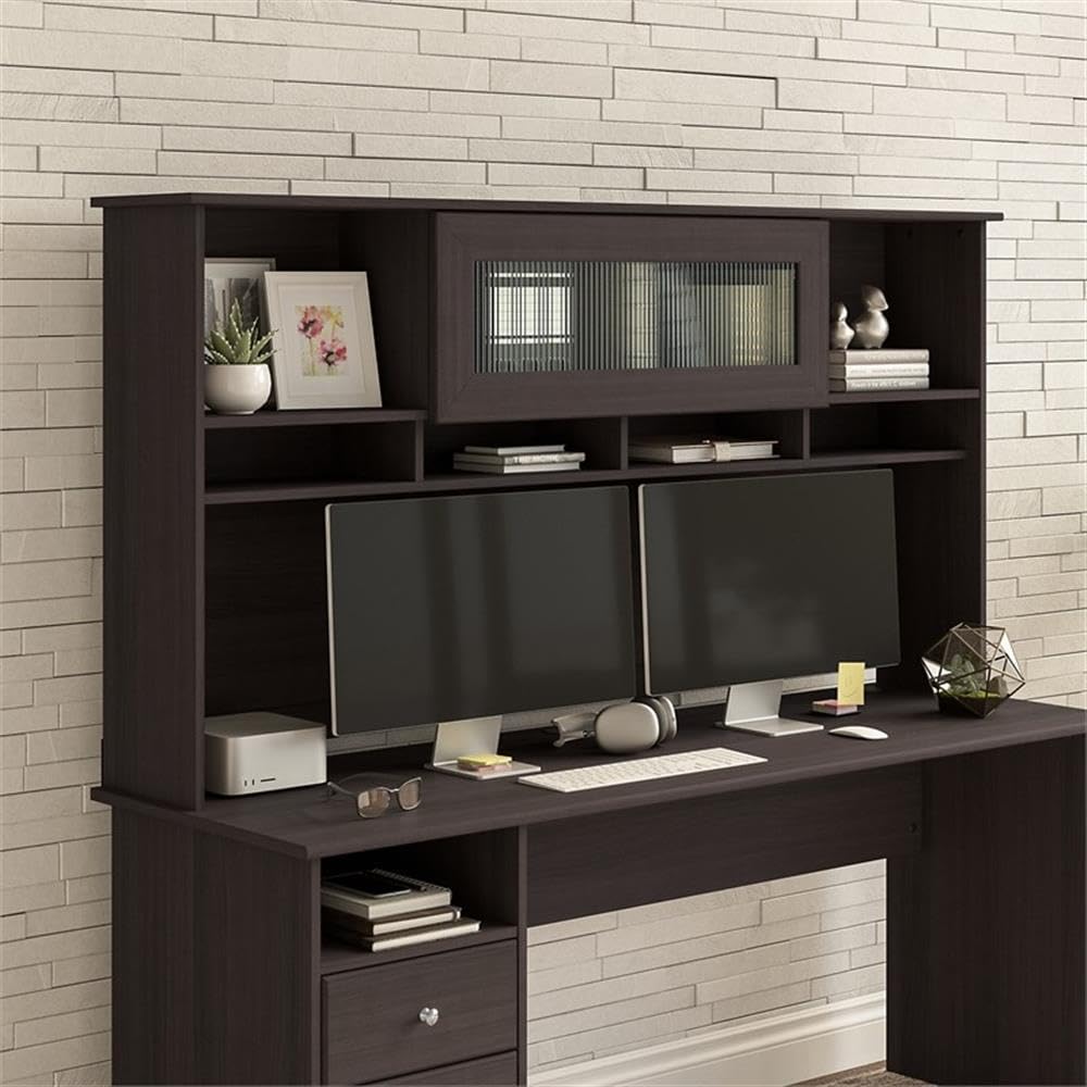 Bush Furniture Cabot Desk Hutch with Storage, 72 Inch Wide, Heather Gray - Perfect for Home Office, Study, and Workspace Organization