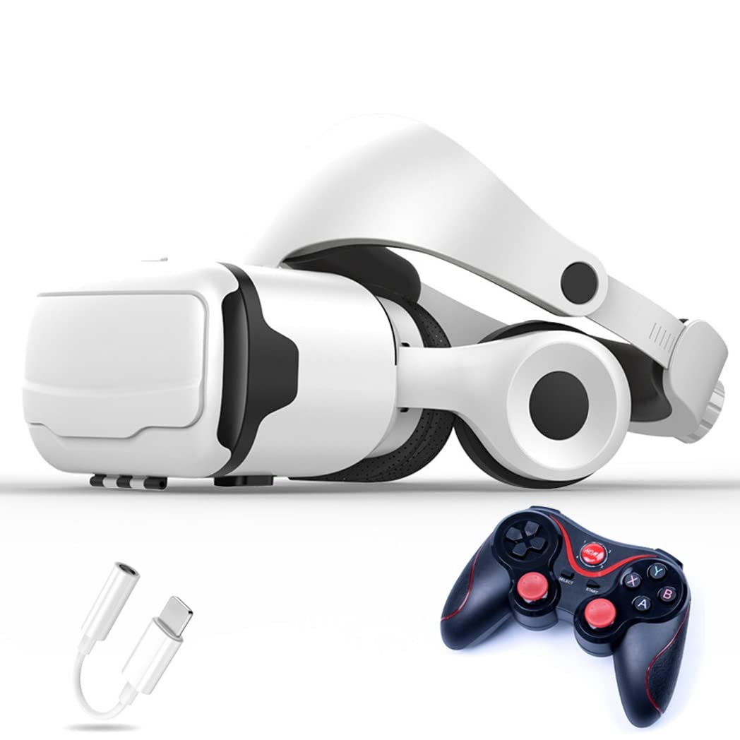 3D VR Headset with Bluetooth Controller - Compatible with iPhone 13 Pro Max/13 Pro/13/12/11, Samsung Galaxy S21, Huawei & Xiaomi Series - Immersive Virtual Reality Gaming & Movie Experience for Home Entertainment
