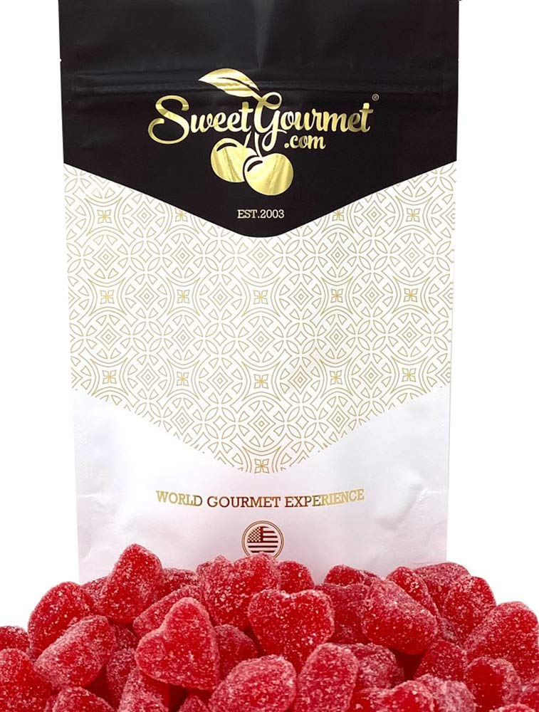 SweetGourmet Cinnamon Jelly Hearts Candy - 1 Pound Bag | Delicious Cinnamon Flavored Soft Jelly Candy Hearts | Perfect for Valentine's Day Gifts, Party Favors & Sweet Treats