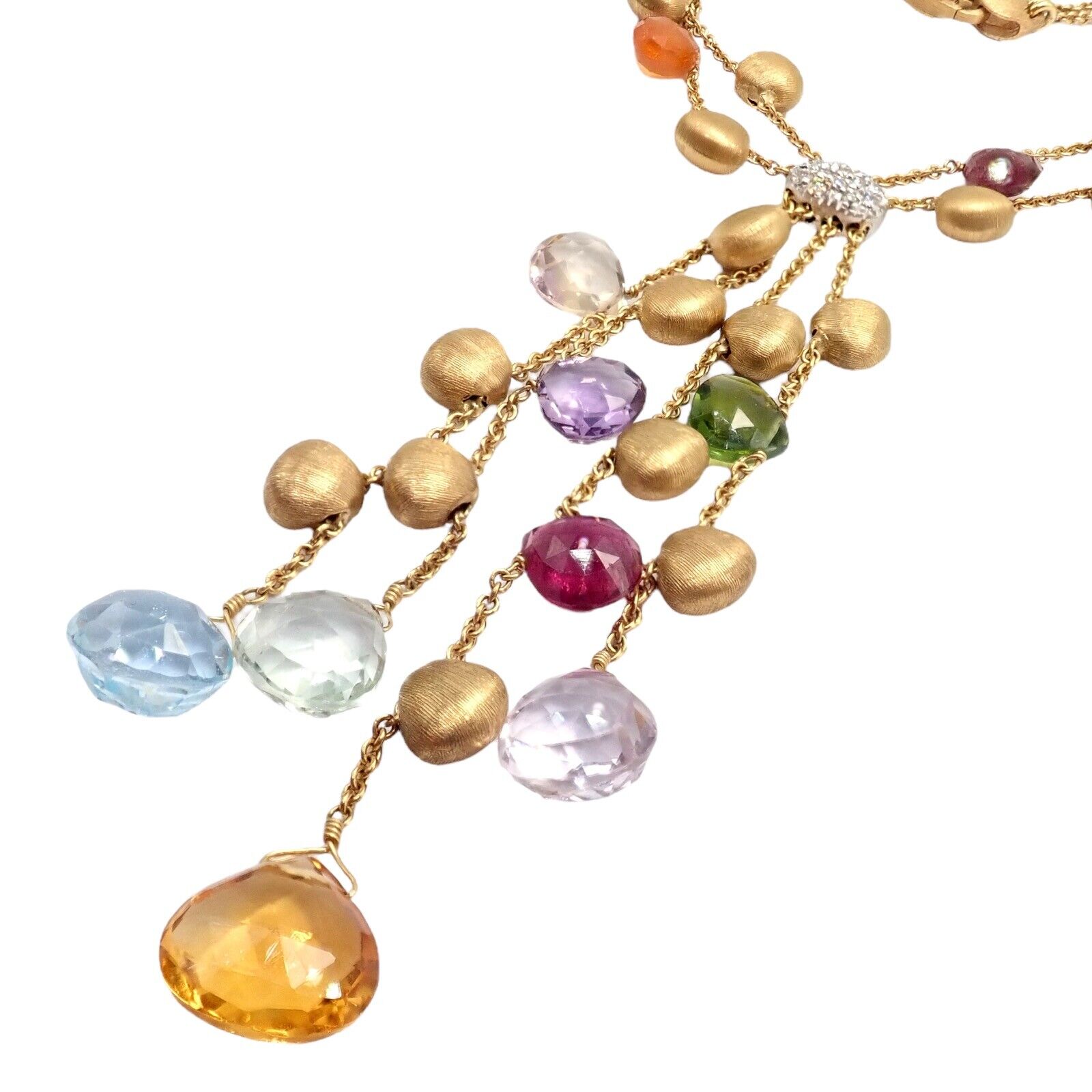 Authentic Marco Bicego 18k Yellow Gold Paradise Gemstone Diamond Necklace for Women - Elegant Jewelry Gift for Anniversary, Wedding & Special Occasions