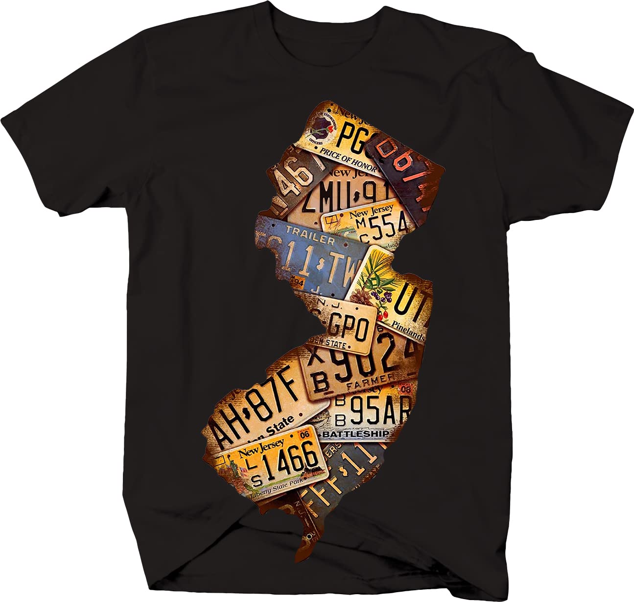 Vintage New Jersey License Plate T-Shirts for Men - Classic Black Cotton Tee with Retro NJ Design | Perfect for Casual Wear, Road Trips, and State Pride Outfits