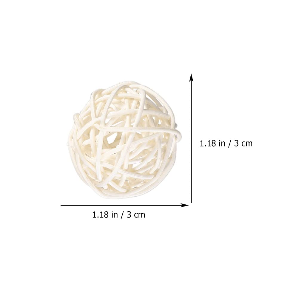 30Pcs Mini White Rattan Balls - Decorative Bowl Filler for Vase, Table Centerpiece, Party & Christmas Decor - Natural Woven Rattan Home Decor for Dining Room, Living Room & Wedding