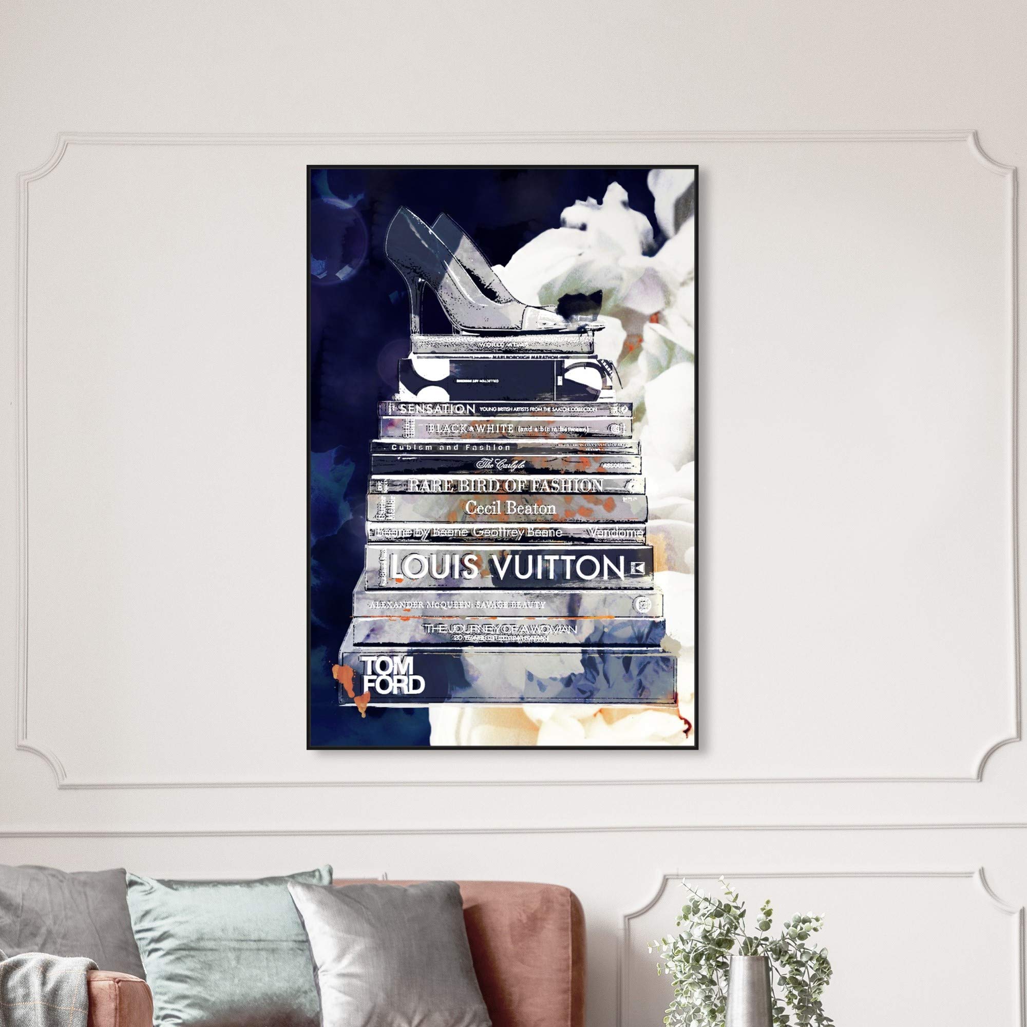 Oliver Gal Artist Co. 'Deep Thoughts' Framed Wall Art Canvas Print - 36x54 Inches Blue & White Home Decor - Perfect for Living Room, Bedroom & Office Décor (14438_36x54_CANV_BFL)