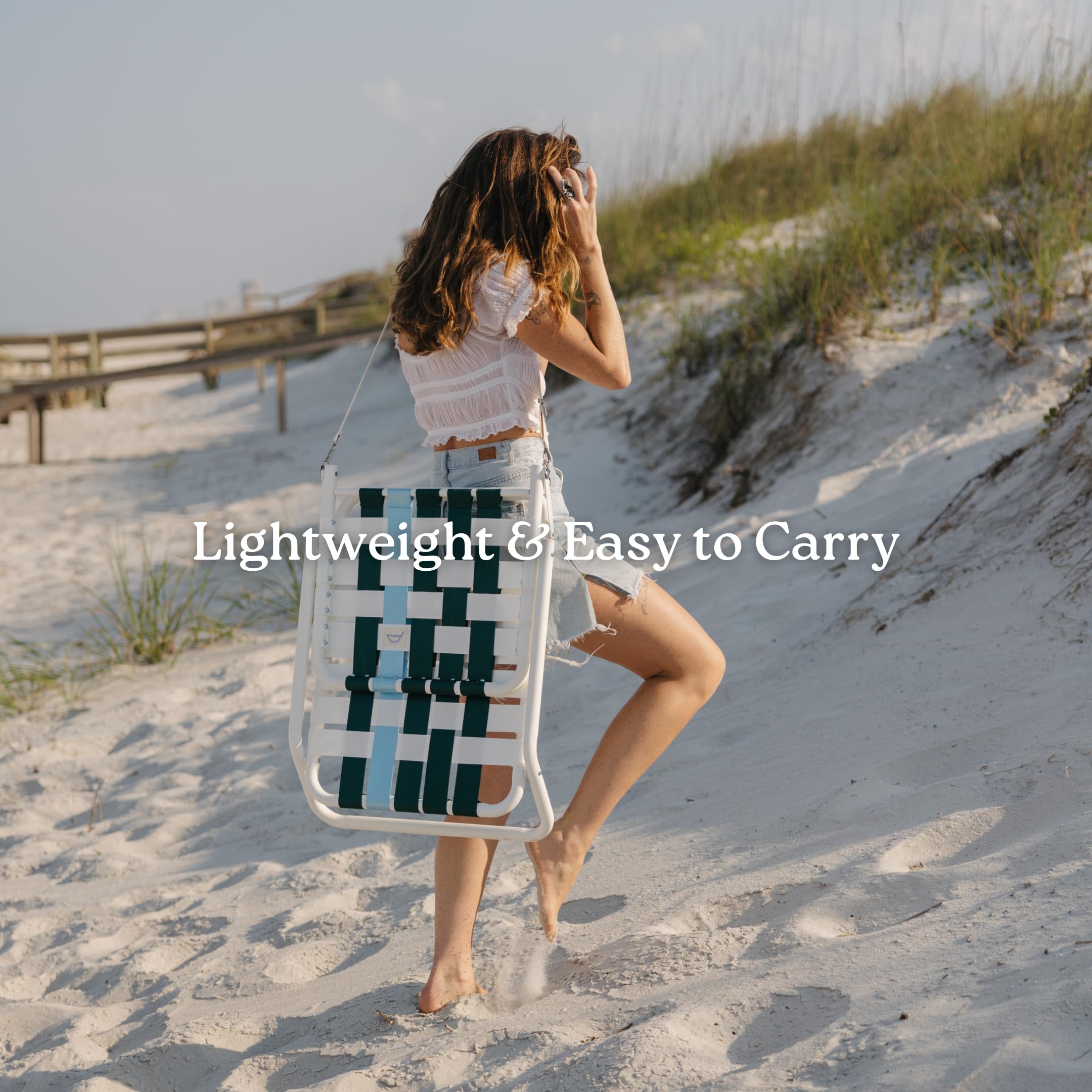 **The Praia Beach Chair - Ultra Lightweight & Durable Foldable Beach Chair for Travel, Camping, Picnics - Portable, Low Profile, Comfortable Retro Design for Outdoor Relaxation**