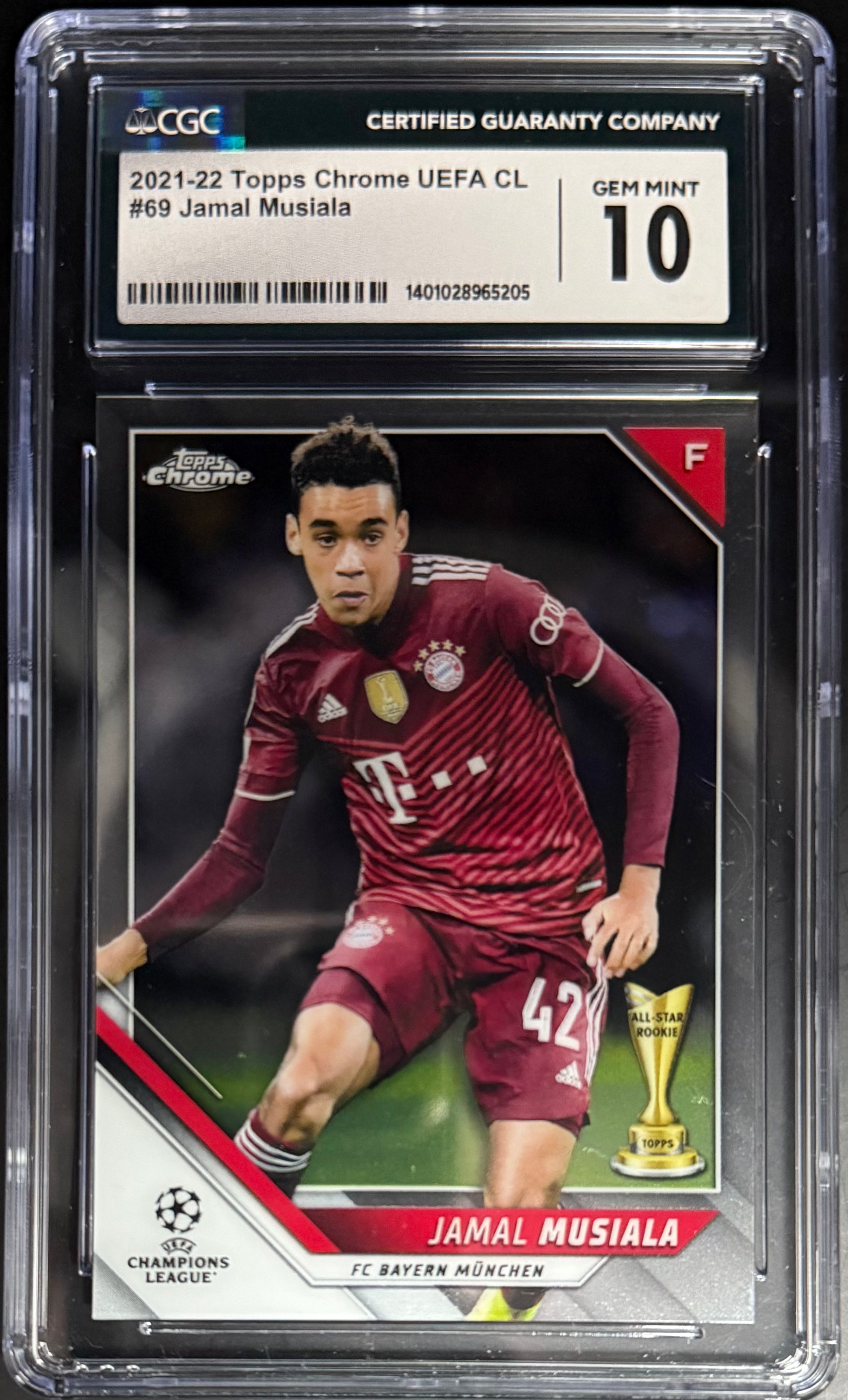 2021-22 Topps Chrome Jamal Musiala #69 UEFA Champions League Base Card CGC 10 - Perfect for Soccer Collectors and Bayern Munich Fans