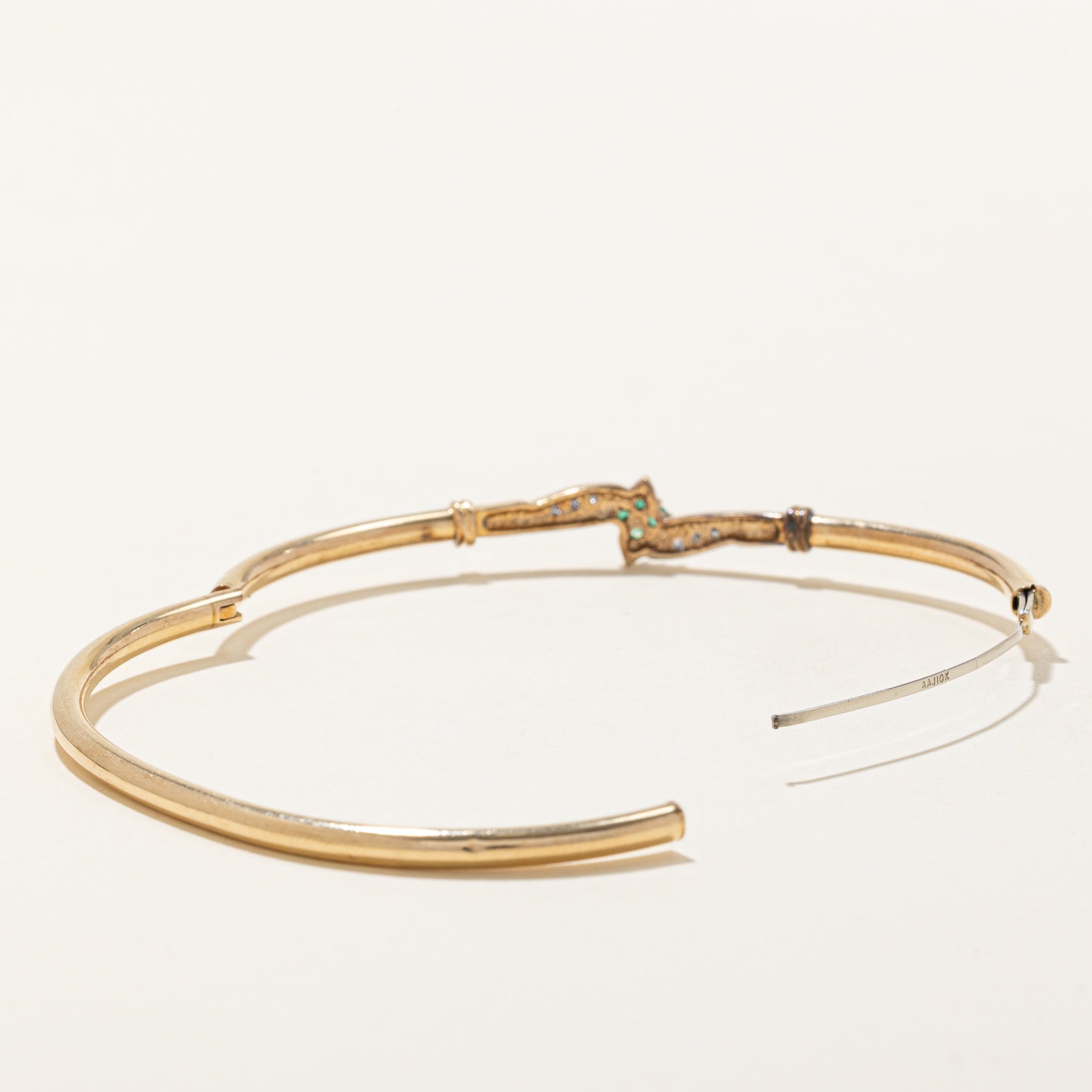 Emerald & Diamond Bangle Bracelet for Women - 0.08ctw Emerald & 0.03ctw Diamond - 7