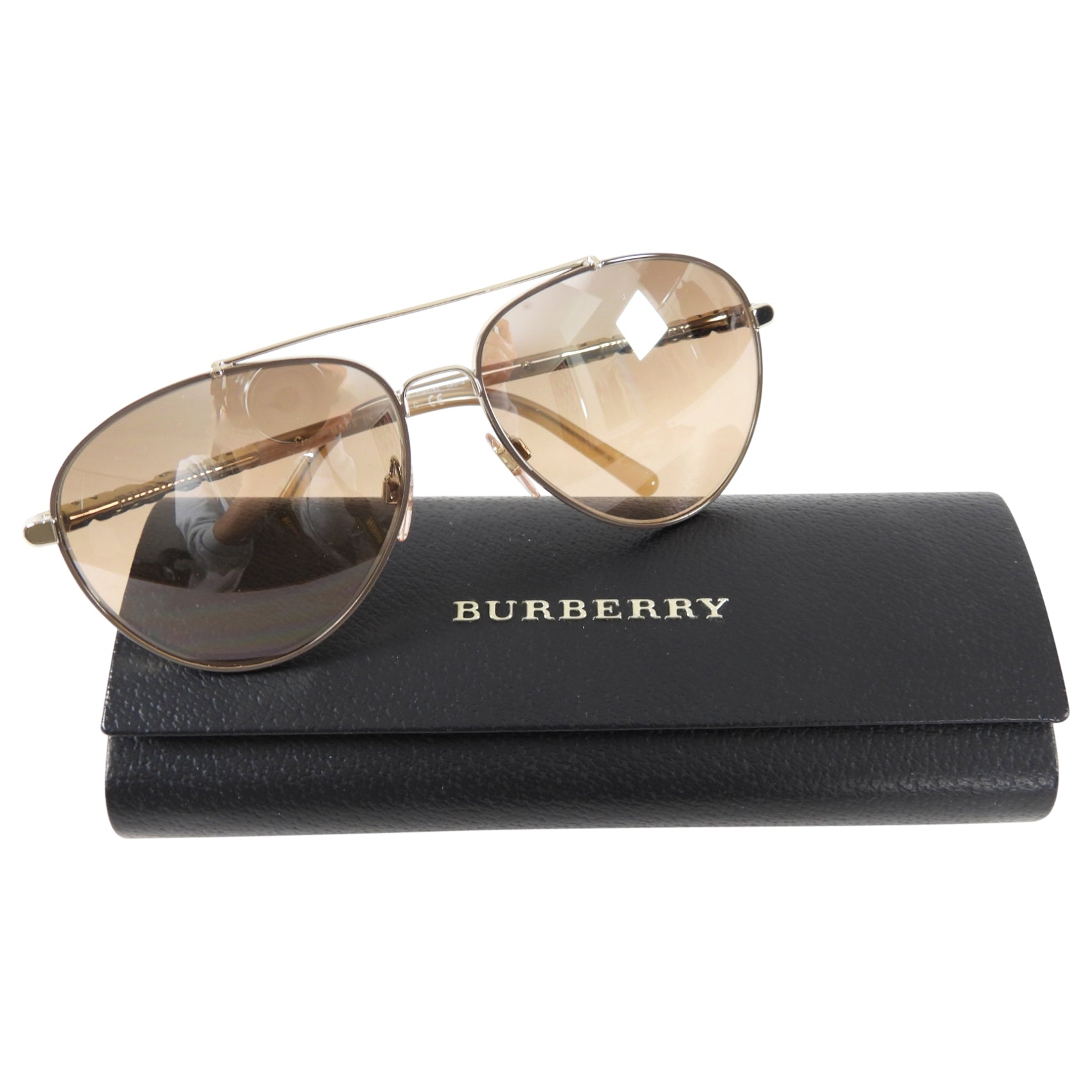 Burberry Aviator Metal Frame Sunglasses B3089 - Classic Polarized UV Protection for Men & Women - Perfect for Driving, Travel, and Outdoor Activities