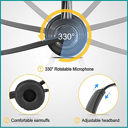 Professional Noise Cancelling Headphones with HD Voice - Compatible with Grandstream, Yealink, Snom Phones - Includes RJ9 & 3.5mm (CTIA) Adapter (Binaural) - Perfect for Call Centers, Office Communications & Remote Work