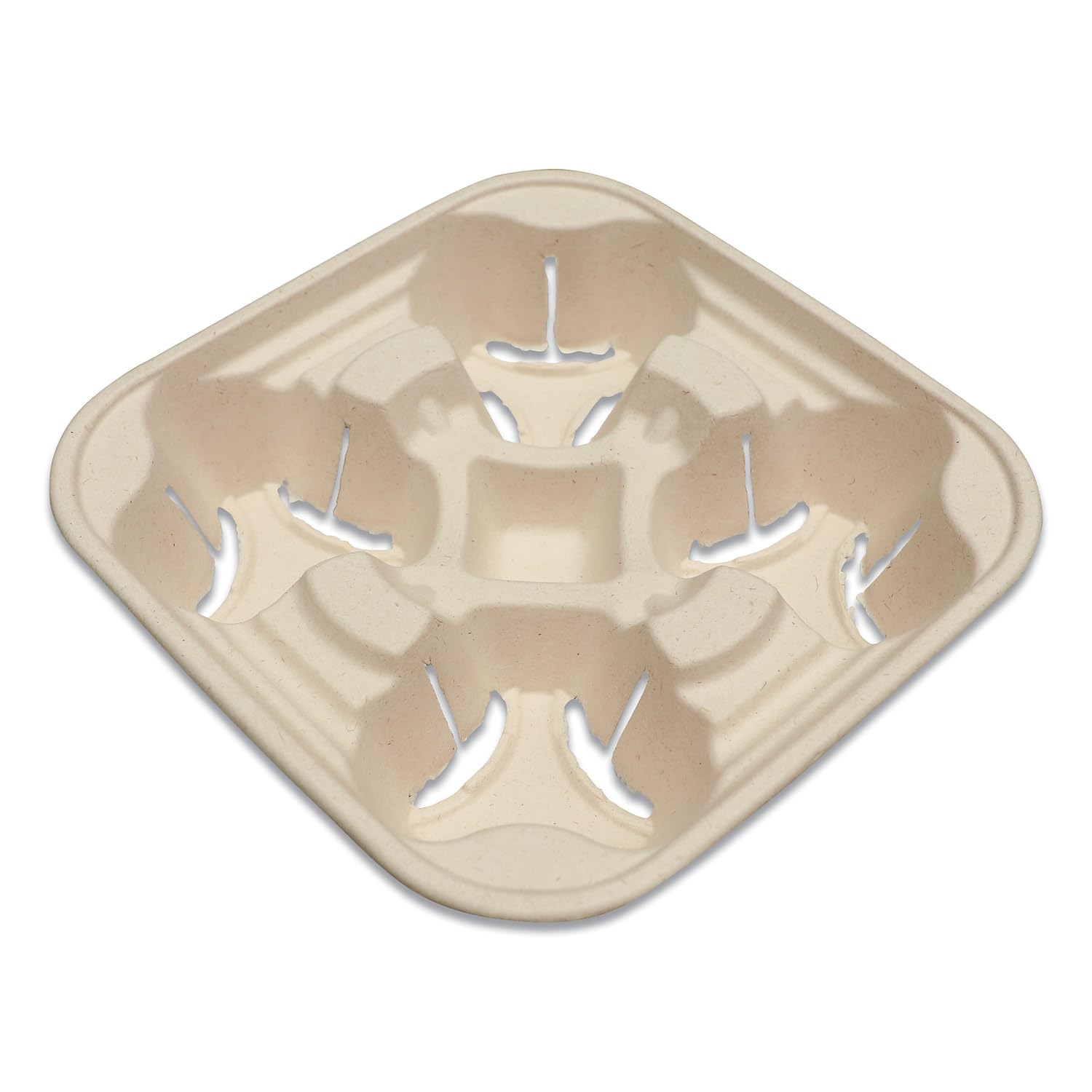 Eco-Friendly World Centric Fiber Cup Carriers - Holds 8 oz to 22 oz Cups, 4-Cup Natural Biodegradable Holder, 600/Carton (CCFB4LF) - Perfect for Coffee Shops, Restaurants & Sustainable Events