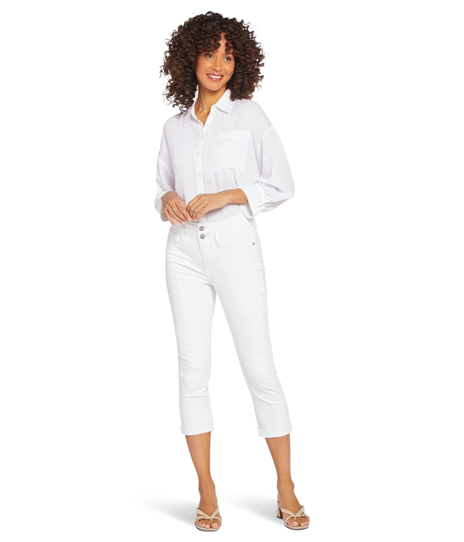 NYDJ Chloe Capris - Hollywood Waistband & Cuff in Optic White (Size 00, 23
