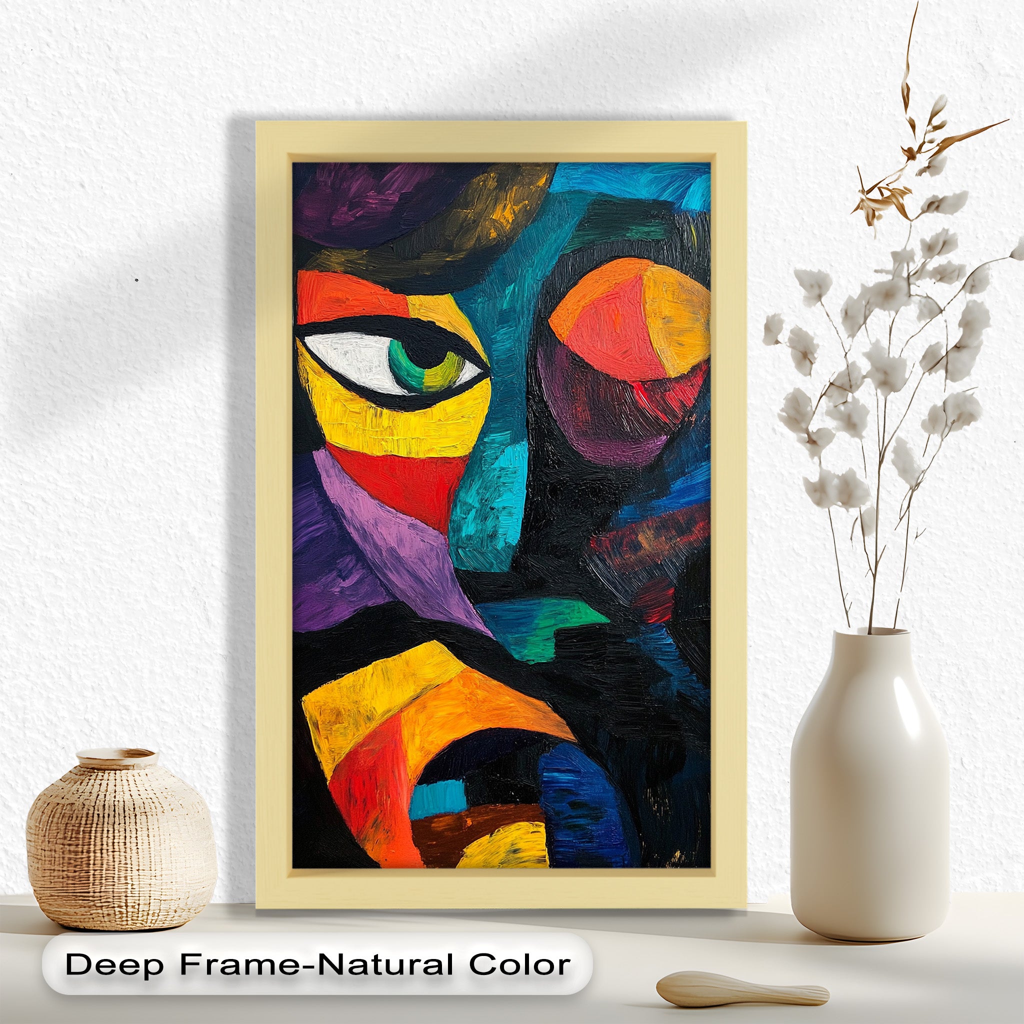 Abstract Eye Expression Fauvism Oil Painting - Modern Wall Art for Living Room, Bedroom & Office Decor