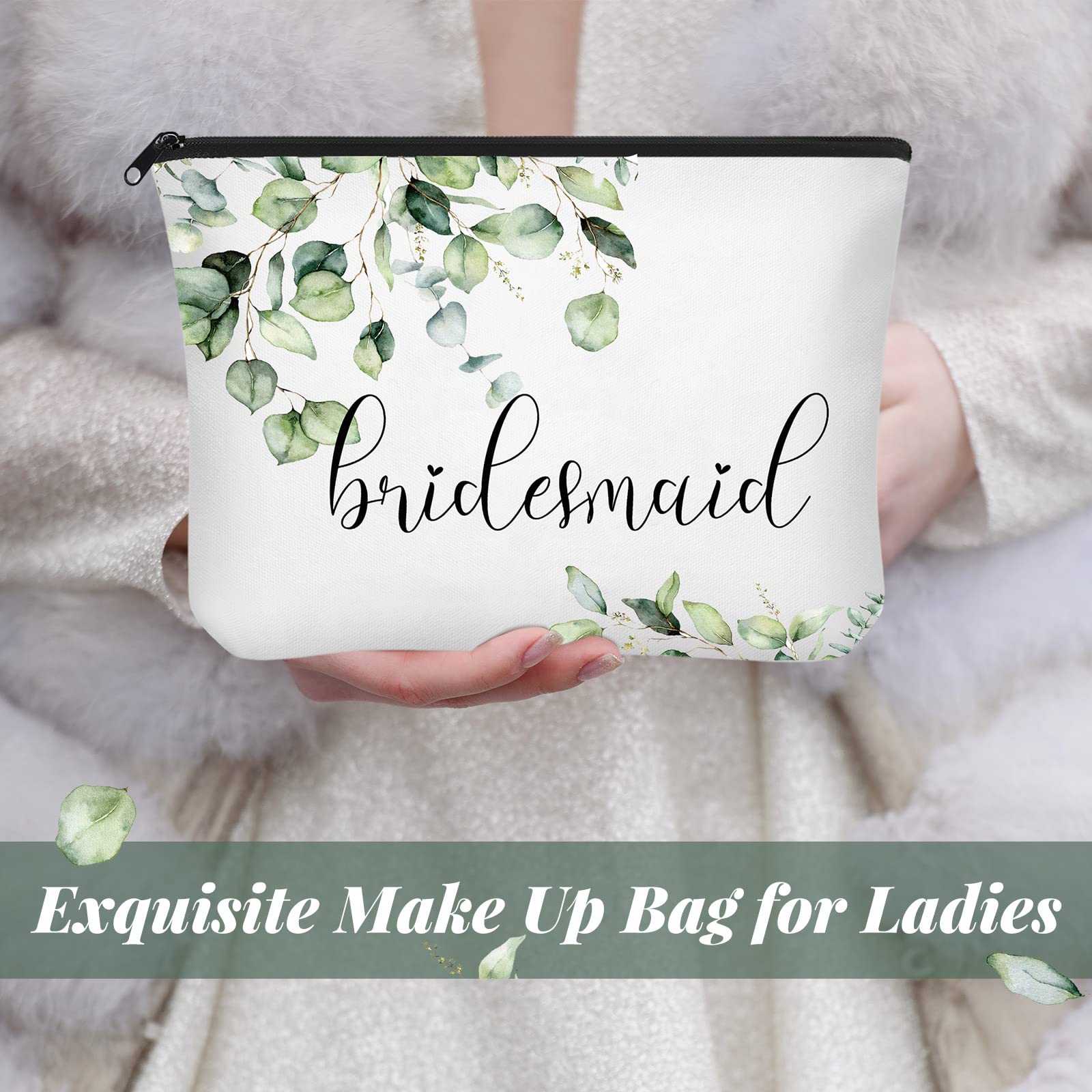 10 Pack Bridesmaid Makeup Bags - Wedding Cosmetic Bags for Bride & Bridesmaids, Cute Printed Canvas Gift Bags for Bridal Party, Women's Shower & Bachelorette Party Essentials - Perfect for Wedding Favors, Girls' Night Out & Travel Toiletry Storage