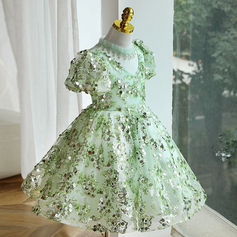 Sparkly Baby Girl Christmas Dress with Sequins - Toddler Pageant Gown, First Communion & Princess Party Dress for Holiday Photos & Special Occasions