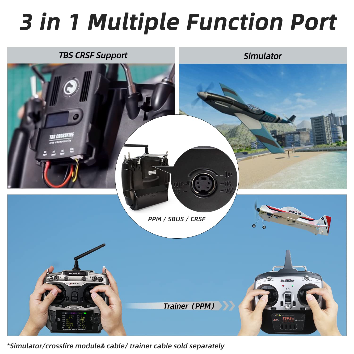 Radiolink AT9S Pro 10/12 Channel 2.4GHz RC Radio Transmitter with R9DS Receiver & PRM-01 Battery Telemetry Module - Mode 2 Left Hand for RC Airplanes, Drones, and RC Cars - Real-Time Battery Monitoring for Long-Range Flying