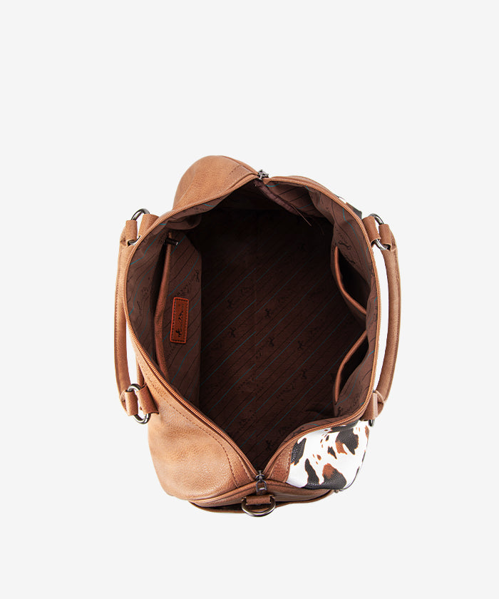 Montana West Floral Tooled Cow Print Duffle Bag - Stylish Travel & Gym Bag for Women, Perfect for Weekend Getaways & Workouts