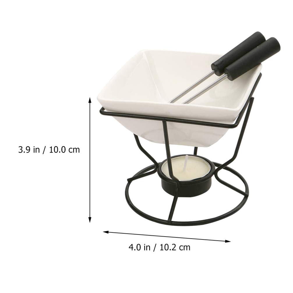 YARNOW Ceramic Butter Warmer Fondue Pot Set with Tealight Candle - Chocolate Melting Pot for Cheese, Butter & Chocolate - Perfect for Fondue Parties, Romantic Dinners & Dessert Making