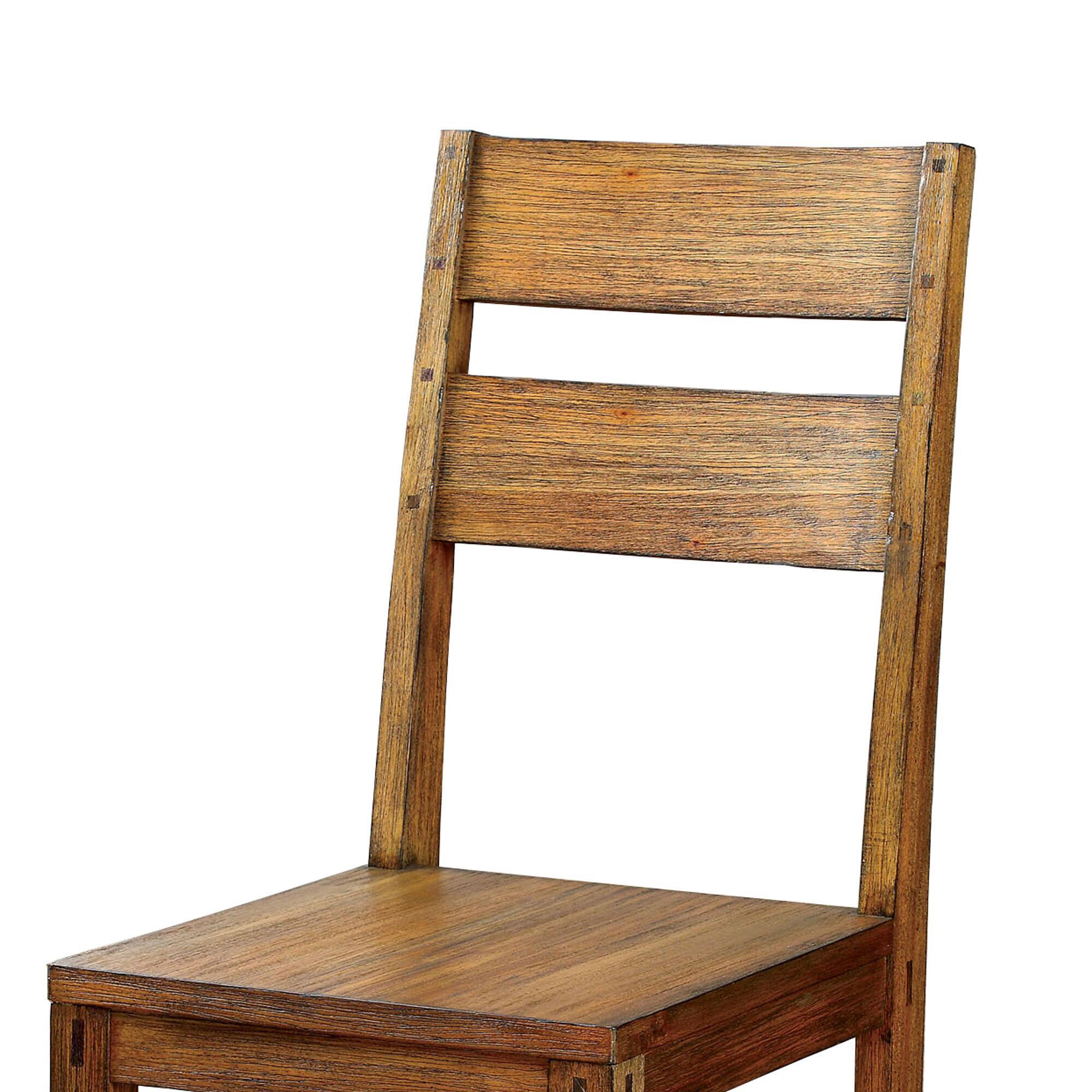Dark Oak Rustic Style Solid Wood Kitchen Dining Chairs Set of 2 - Panel Back Chairs for Dining Room, Kitchen, Breakfast Nook & Farmhouse Decor