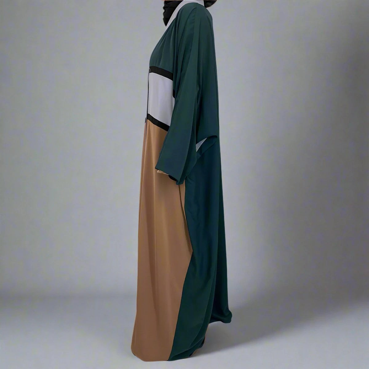 Elegant Modest Fashion Open Abaya Dress #251459 - Long Sleeve Muslim Prayer Dress for Women, Perfect for Mosque, Eid, and Special Occasions