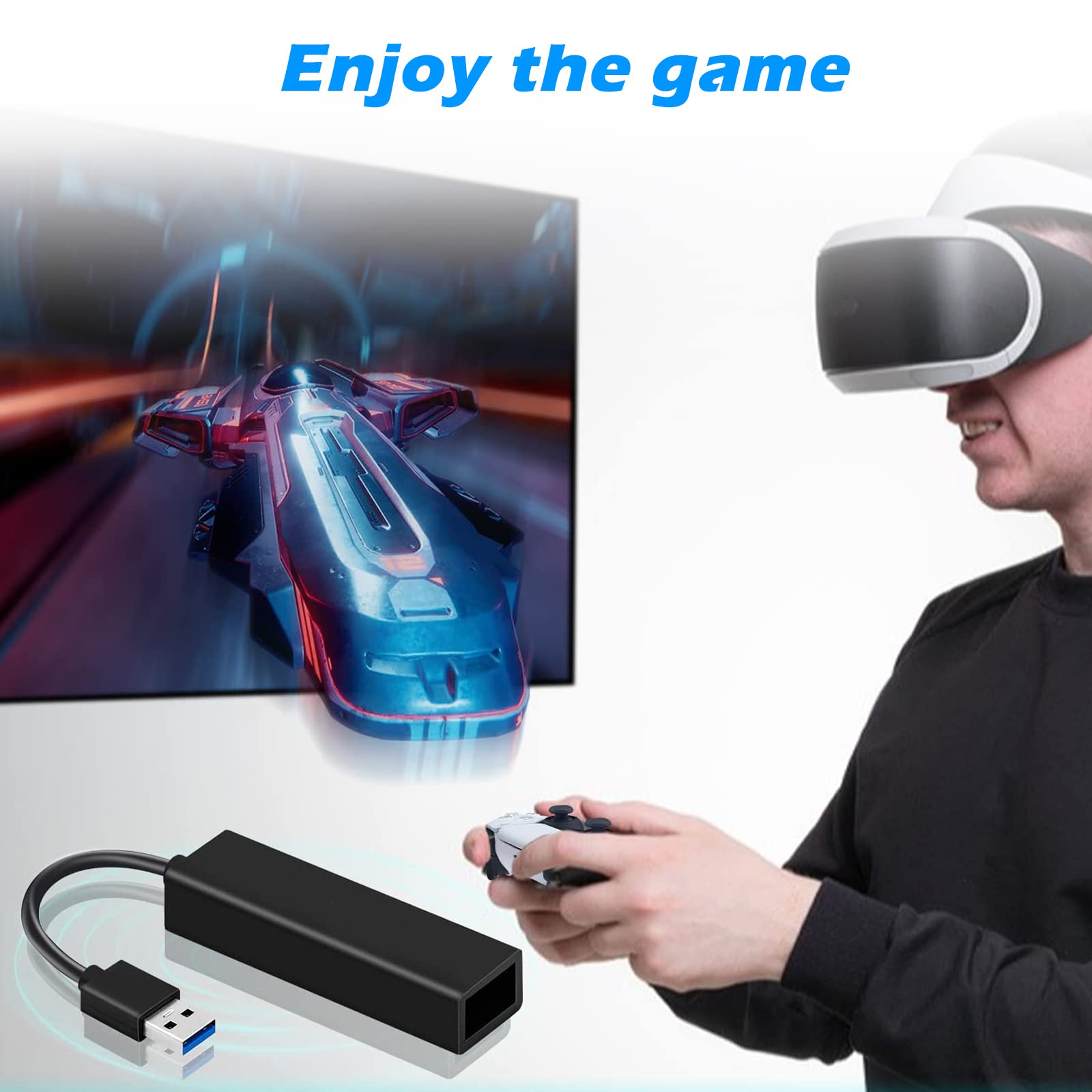 Nizirioo PS5 VR Camera Adapter - Compatible with PS4 Camera to PS5 Console for PS VR Gaming | Seamless VR Experience for Immersive Play | Perfect for PS5 VR Headset & Accessories | Black
