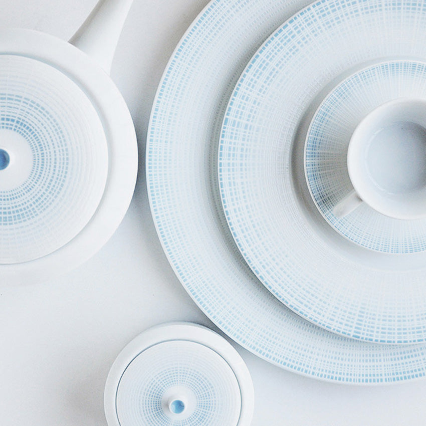 Bernardaud Saphir Rim Soup Bowl - Elegant White & Turquoise Porcelain Dinnerware for Fine Dining & Home Entertaining