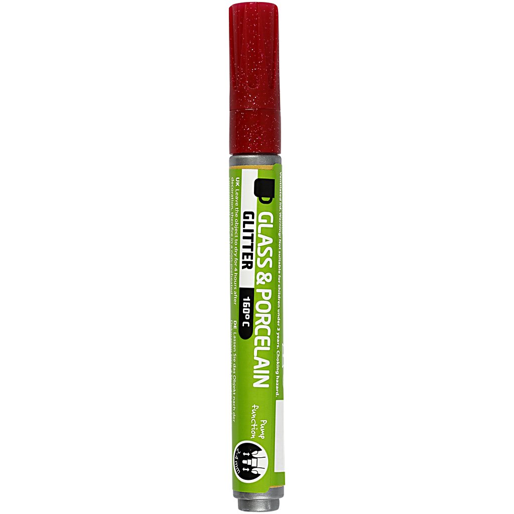 Creativ Company Glass & Porcelain Markers - Dark Red Permanent Paint Pens for DIY Crafts, Wine Glasses, Mugs & Ceramics - Perfect for Personalized Gifts & Home Decor