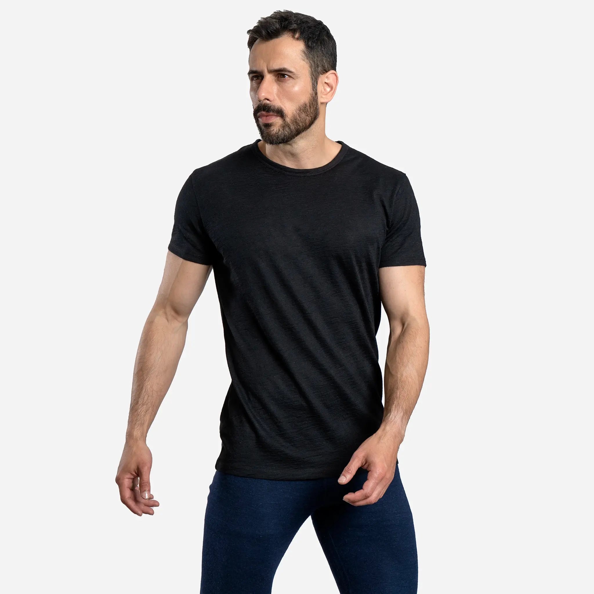 Premium Men's Alpaca Wool T-Shirt - Ultra Lightweight 110g Crew Neck Tee for Outdoor Hiking & Travel Comfort