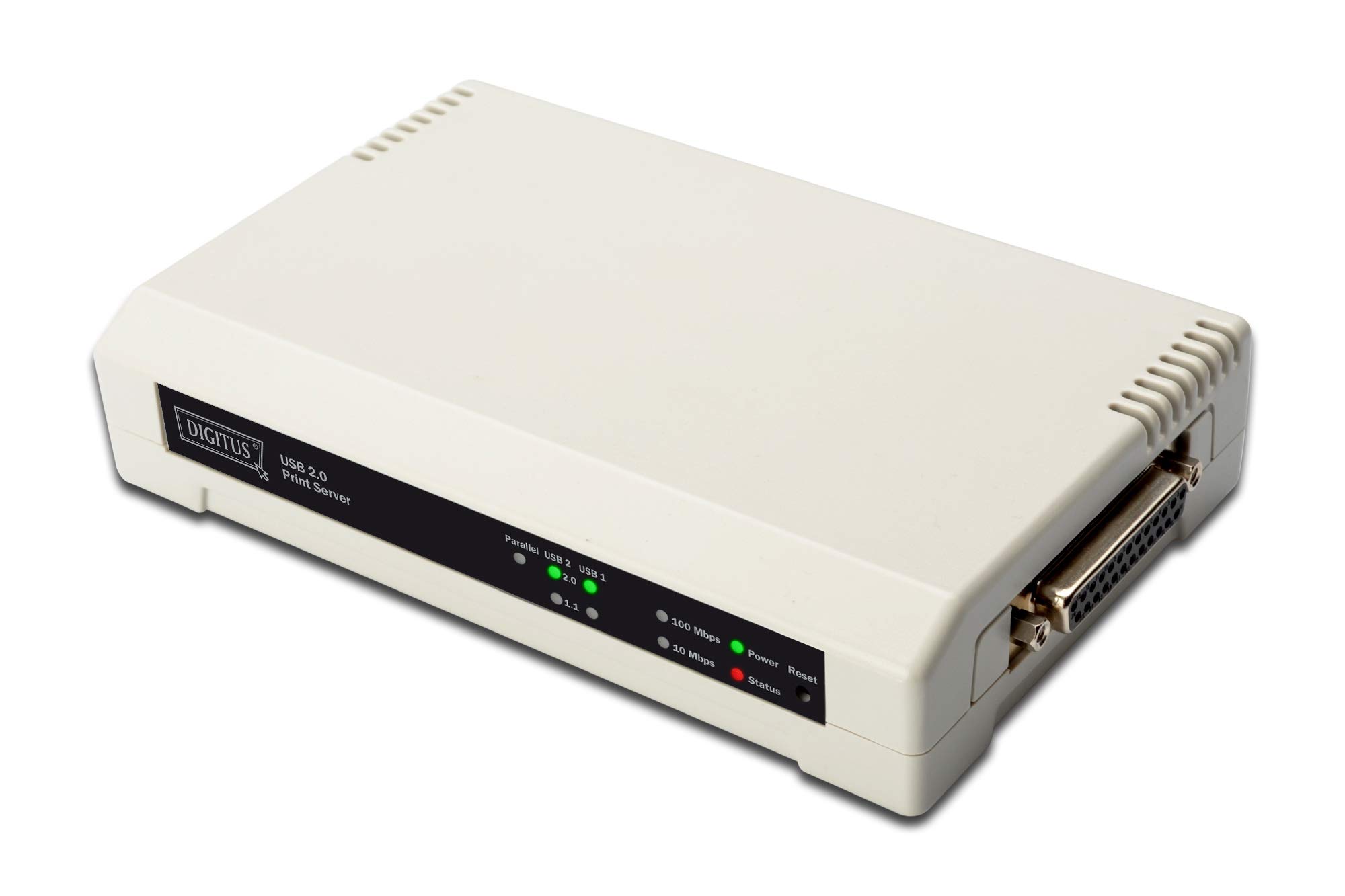 Digitus DN-13006-W 3-Port Fast Ethernet Print Server for Home & Office - High-Speed Network Printing Solution for Multiple Devices