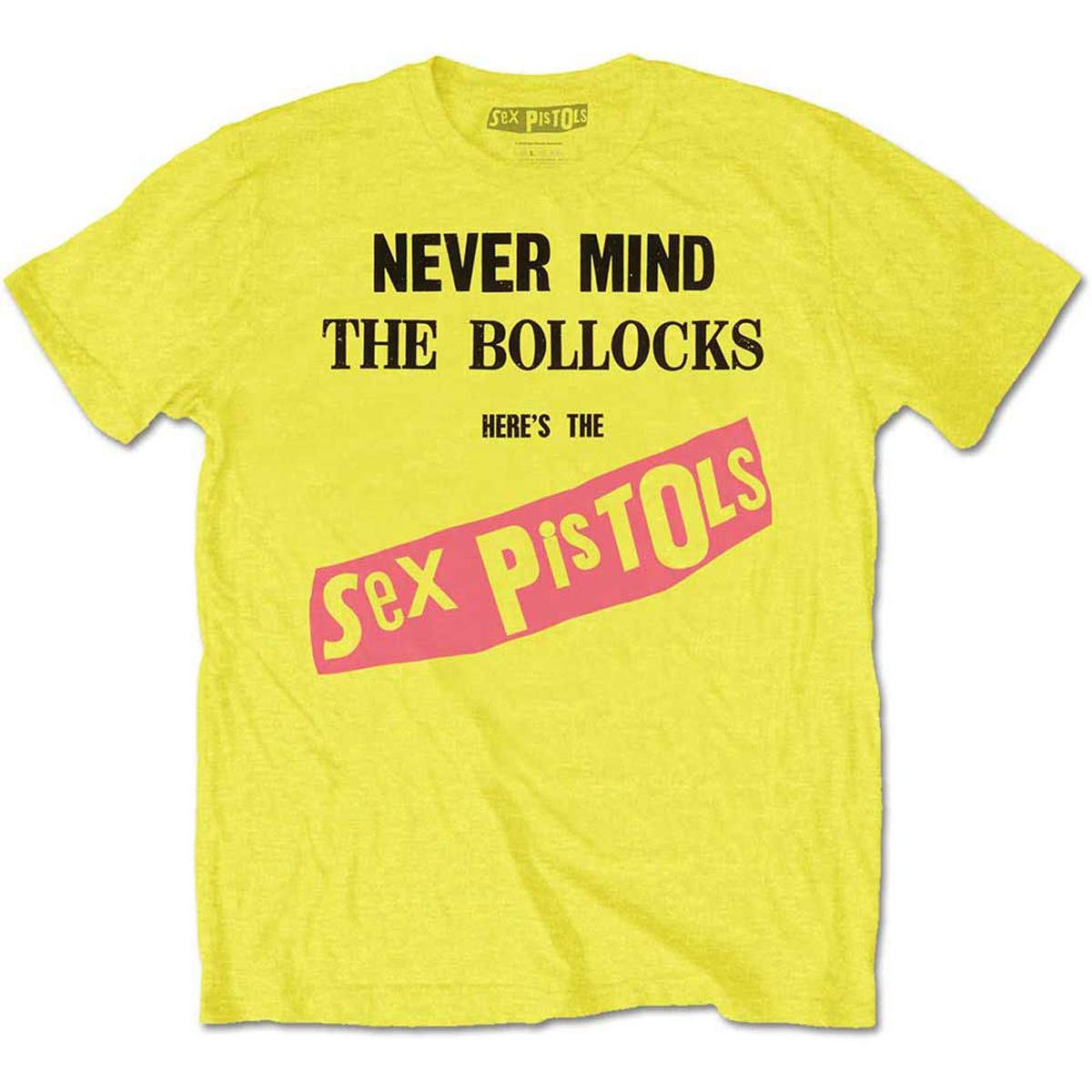 Sex Pistols Never Mind the Bollocks Album T-Shirt - Unisex Vintage Punk Rock Tee in Yellow/Black/Pink - XXL Size - Perfect for Concerts, Music Festivals & Punk Fashion