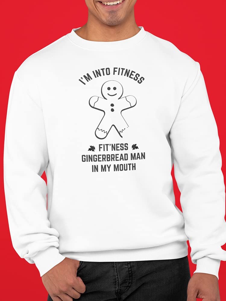 Fitness Gingerbread Man Graphic Men's Sweatshirt - Gym Workout & Christmas Holiday Casual Wear