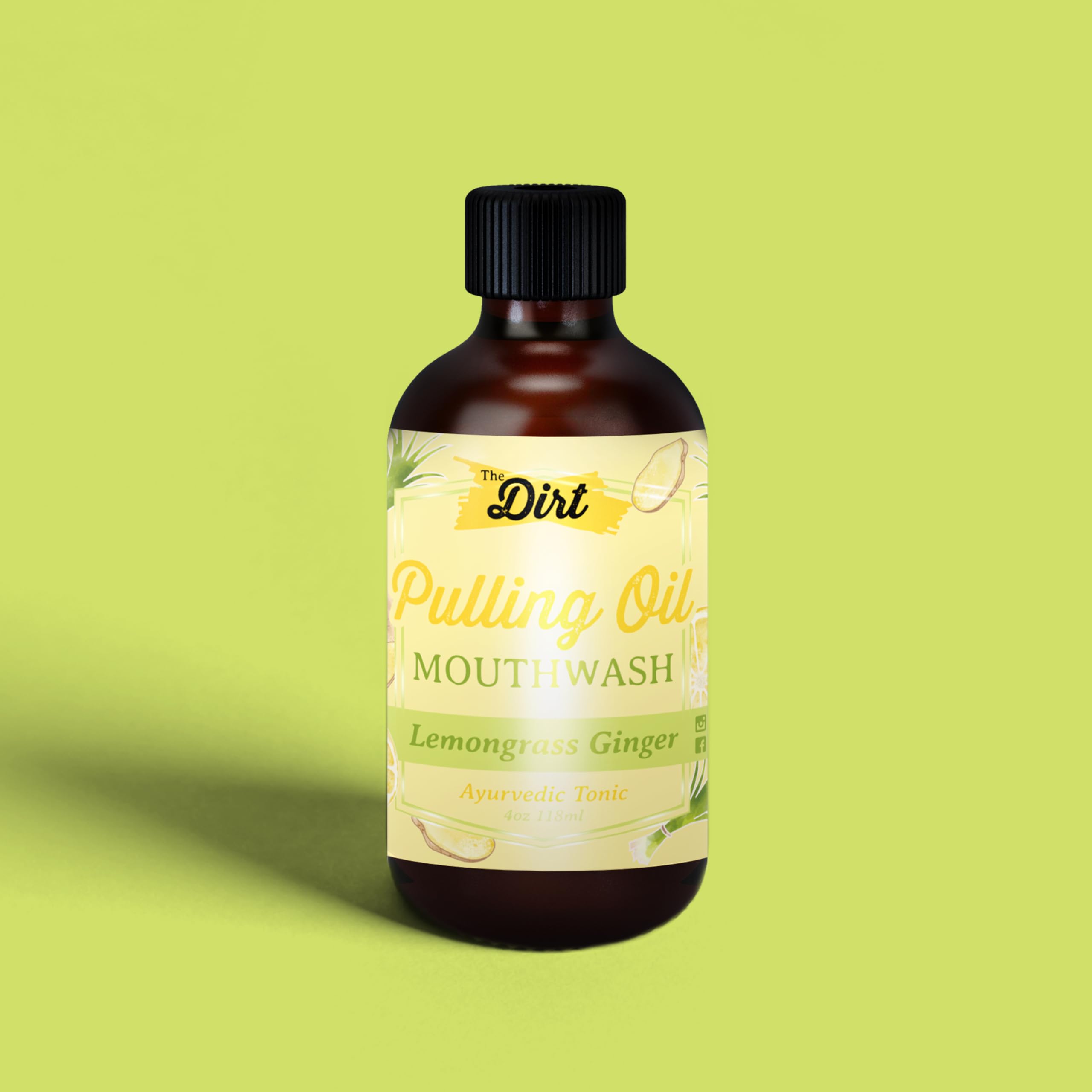 Organic Oil Pulling Mouthwash - Gluten Free, Vegan - Natural Plaque & Tartar Remover, Bad Breath Treatment & Teeth Whitening (Lemongrass & Ginger, 8oz) - Ayurvedic Oral Care for Fresh Breath & Healthy Gums