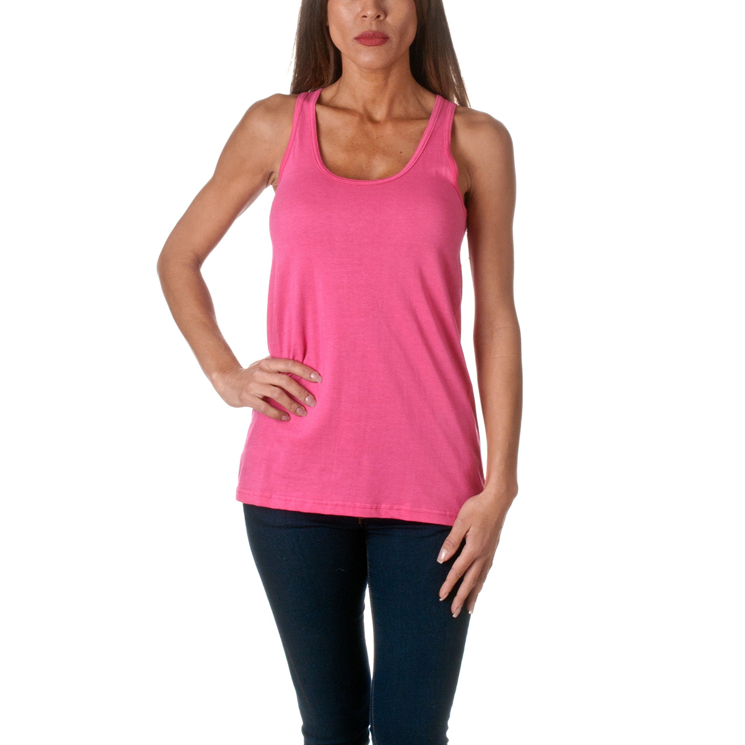 Women's Loose Fit Tank Top - Soft Flowy Hot Pink Summer Casual Top for Yoga, Beach & Everyday Wear