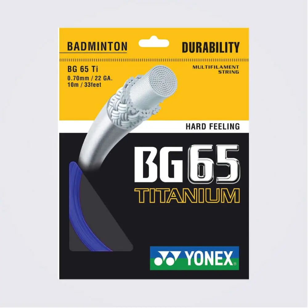 Yonex BG 65 Ti 10m Badminton String (5 Colors) - Premium Badminton Racket String for Enhanced Power & Durability - Perfect for Competitive Play & Training