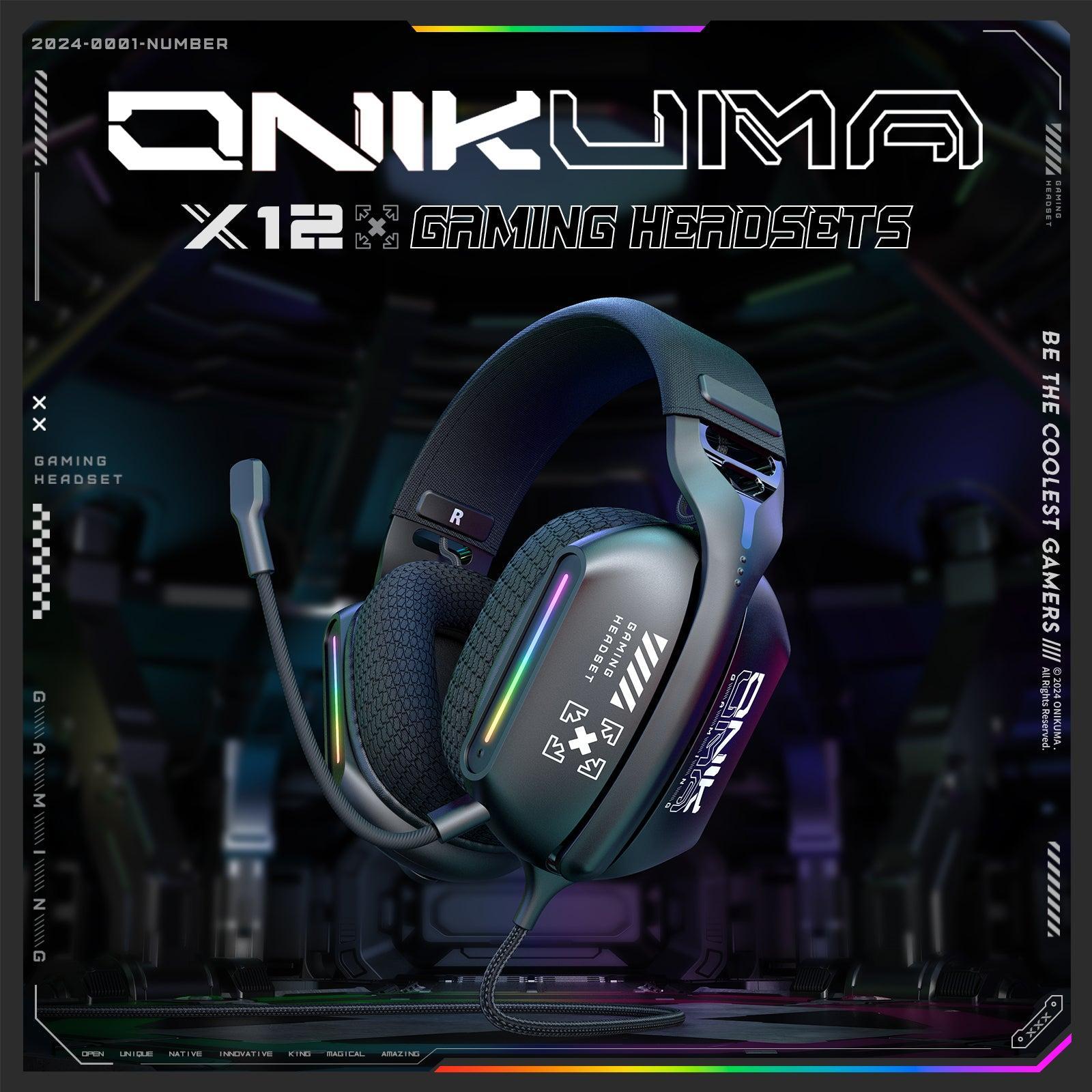 ONIKUMA X12 RGB Gaming Headset with 40mm HD Sound, 360° Rotating Mic & Memory Foam Ear Cushions - Noise Cancelling Over-Ear Headphones for PC, PS4, Xbox, Nintendo Switch - Perfect for FPS Gaming & Online Chat