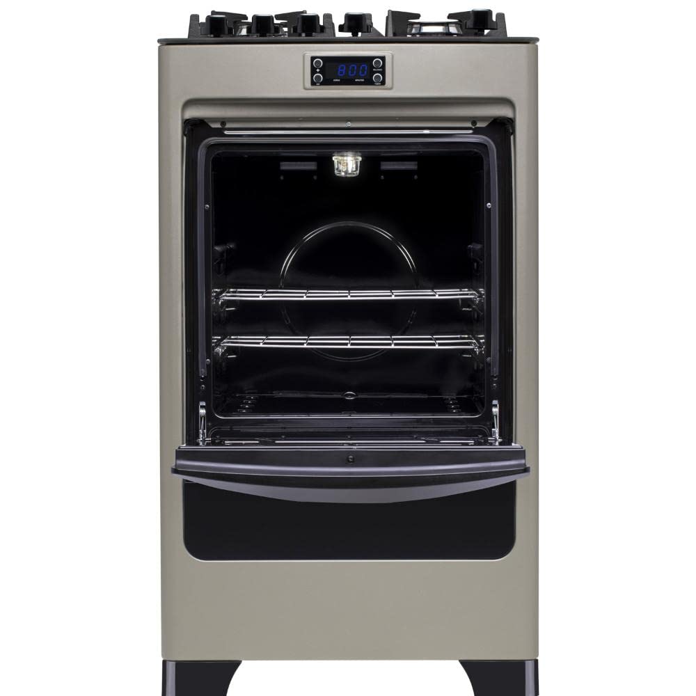 Dako Supreme 4-Burner Gas Stove with Timer, Glass Top & Titanium Finish - Bivolt for Home & Restaurant Cooking