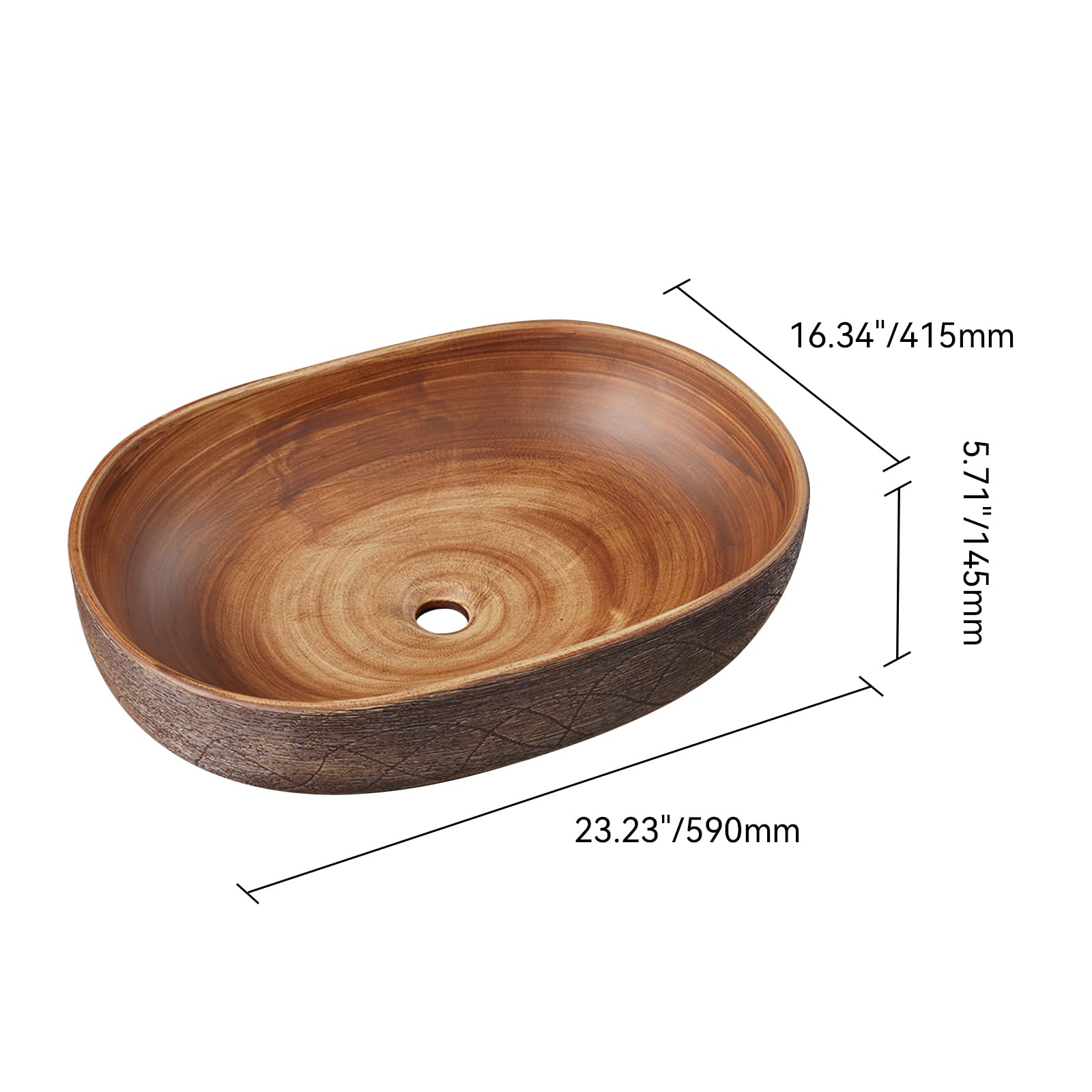 23-Inch Ceramic Oval Bathroom Vessel Sink - Retro Style Washbasin with Overflow, Elegant White Ceramic Sink for Modern and Classic Bathrooms | Perfect for Vanity, Powder Room, Guest Bath & Master Bath Decor