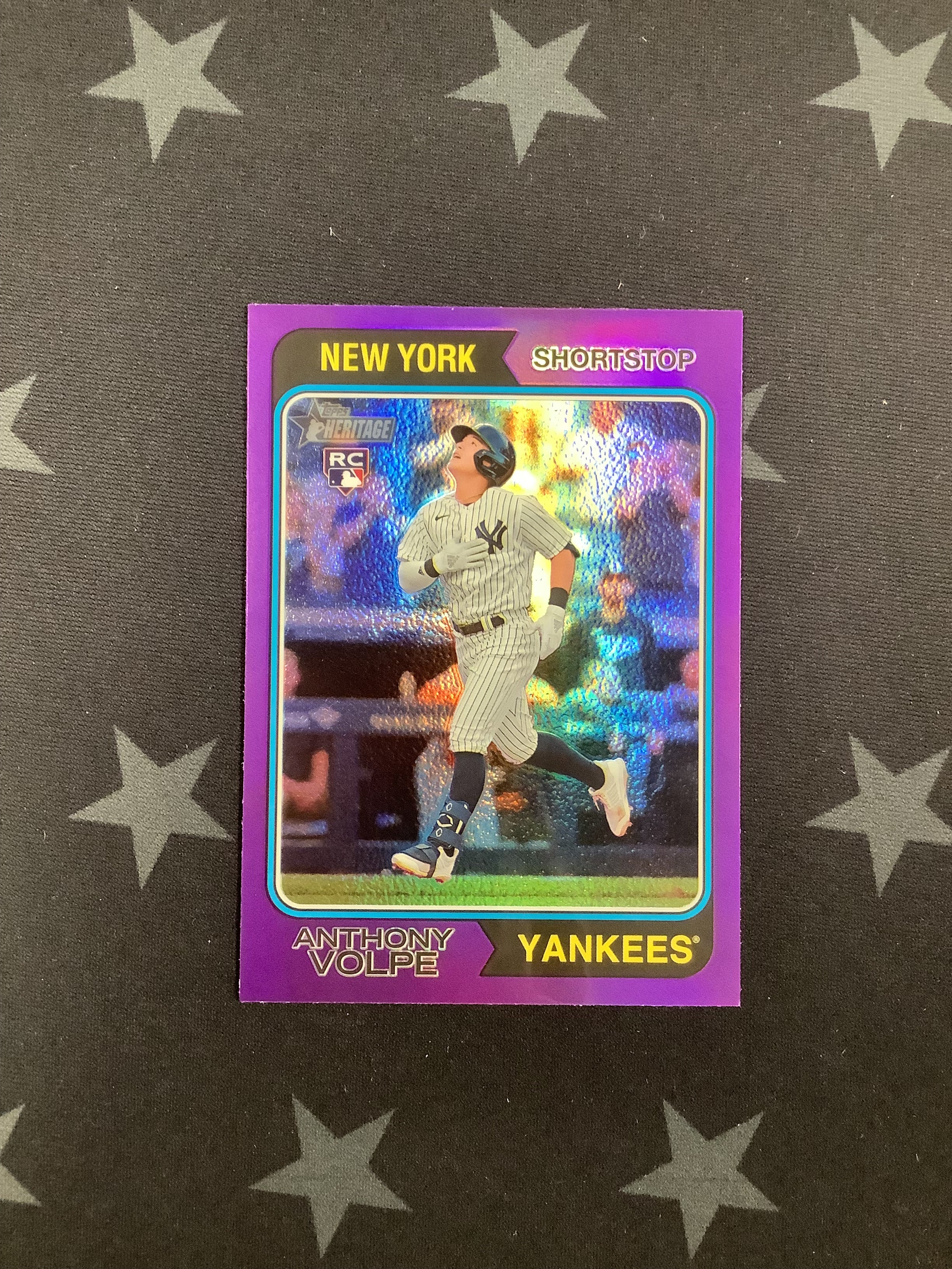 2023 Topps Heritage Purple Anthony Volpe Rookie Card #599 - Perfect for Baseball Collectors & Sports Memorabilia Enthusiasts