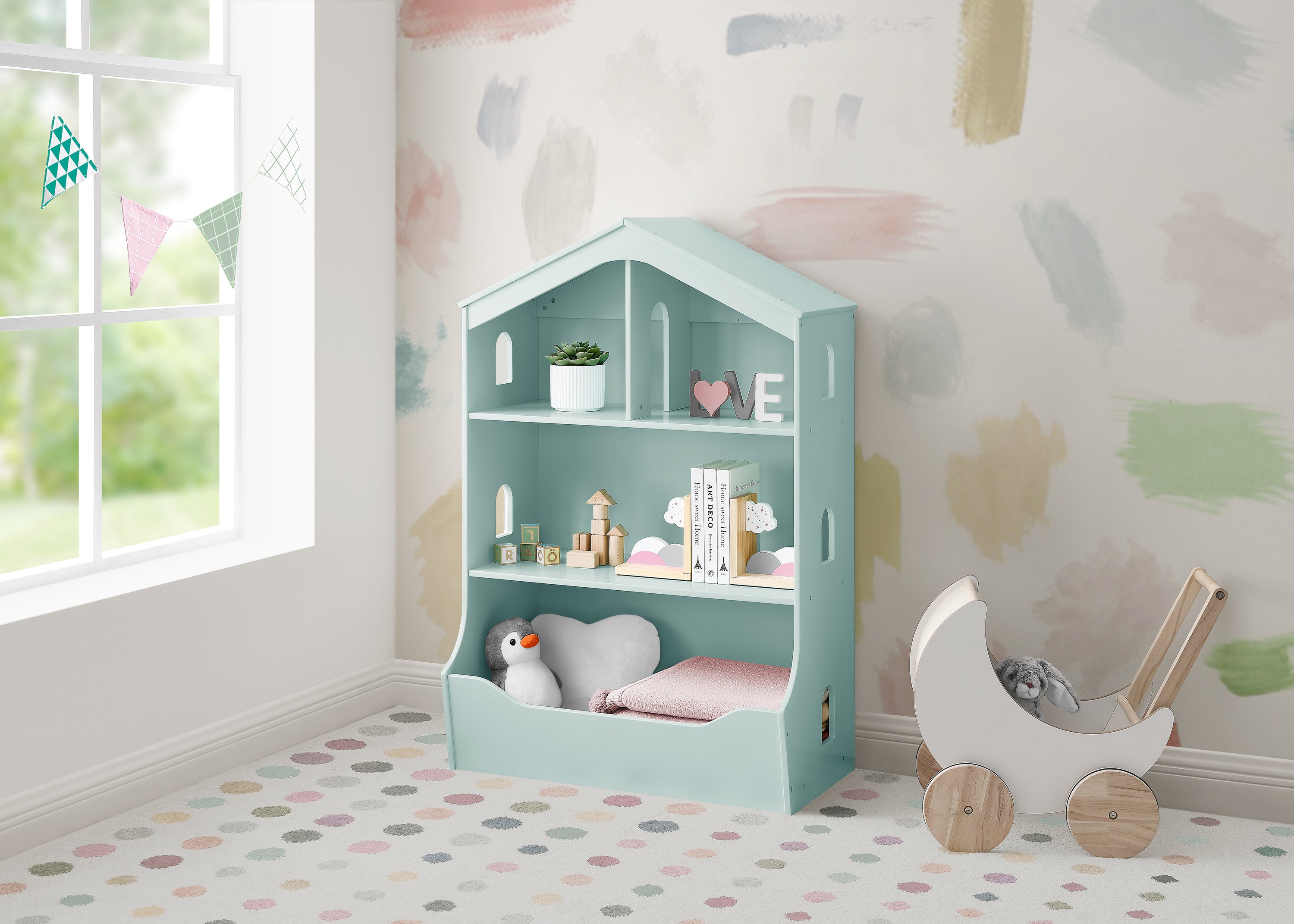 Kids Playhouse Bookcase with Toy Storage - Fun & Functional Bookshelf for Bedroom, Playroom & Nursery - Perfect for Organizing Books, Toys & Decor