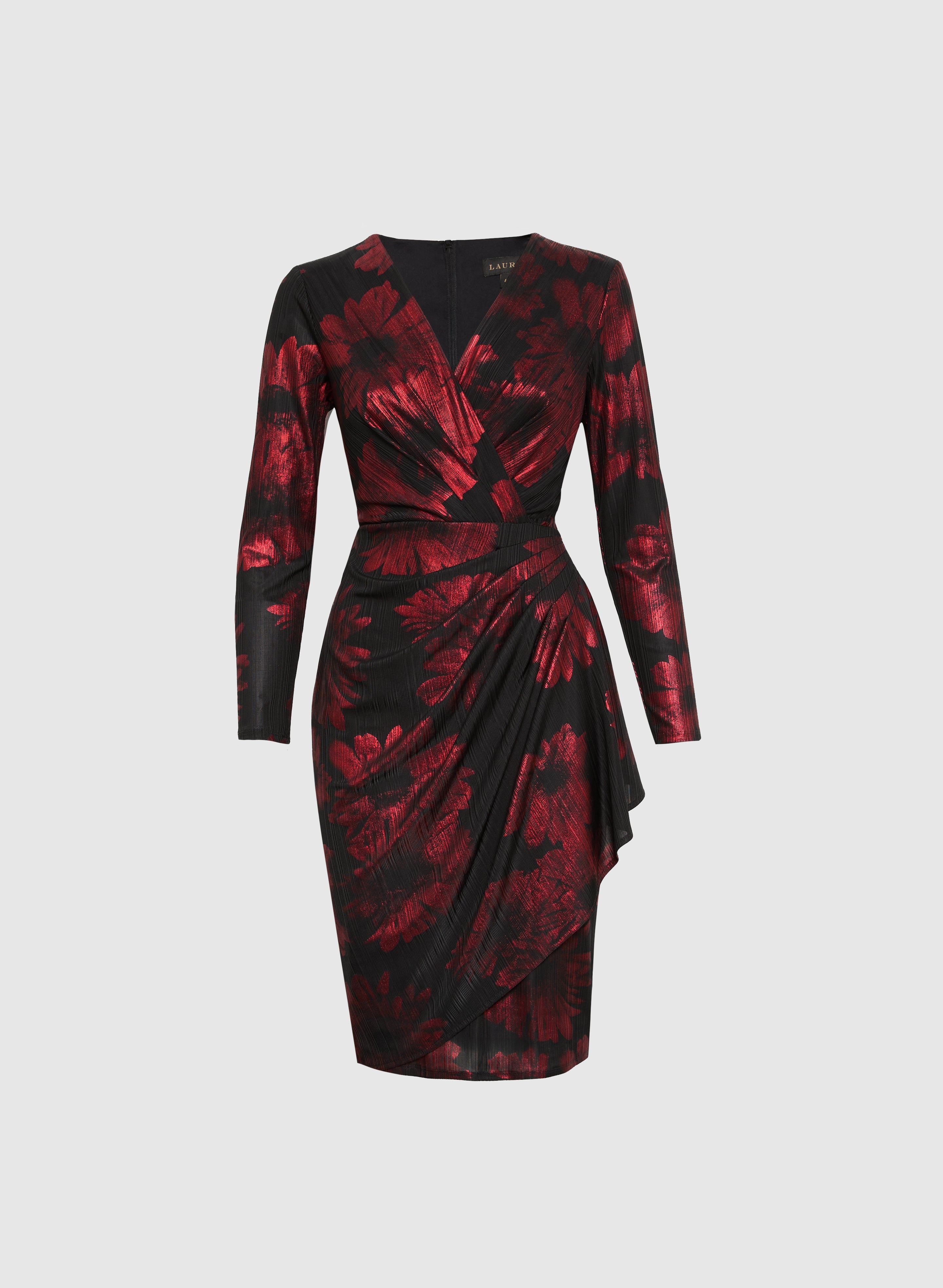 Elegant Floral Print Metallic Detail Dress for Women - Perfect for Weddings, Parties & Special Occasions