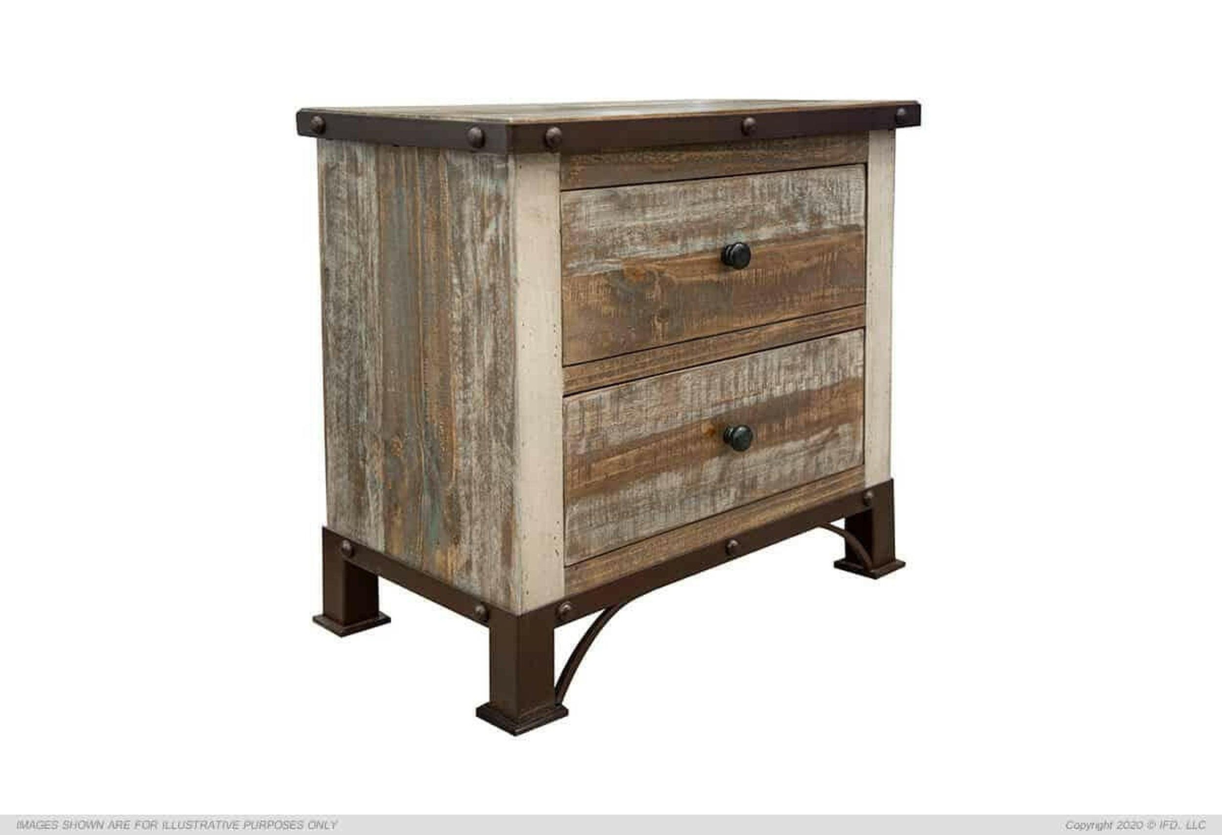 Antique Nightstand with Drawer - Vintage Bedside Table for Bedroom Decor - IFD966NTST - Perfect for Home, Apartment, and Guest Room Styling