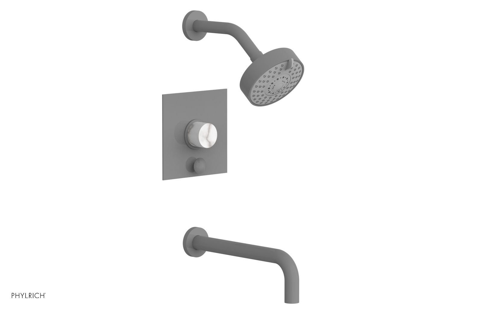 BASIC II 10 Pressure Balance Tub and Shower Set - White Marble Finish, 230S 28 10 - Perfect for Modern Bathroom Renovations & Spa-Like Shower Experience