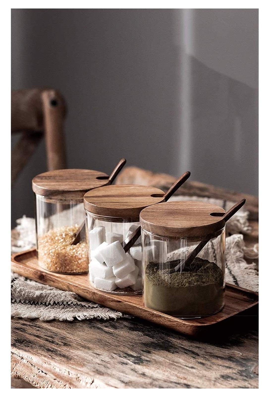 Premium Gourmet Seasoning Box Set with Glass Spice Jars & Serving Spoons - Elegant Condiment Cruet Bottles for Kitchen Organization - Perfect for Cooking, Baking & Entertaining