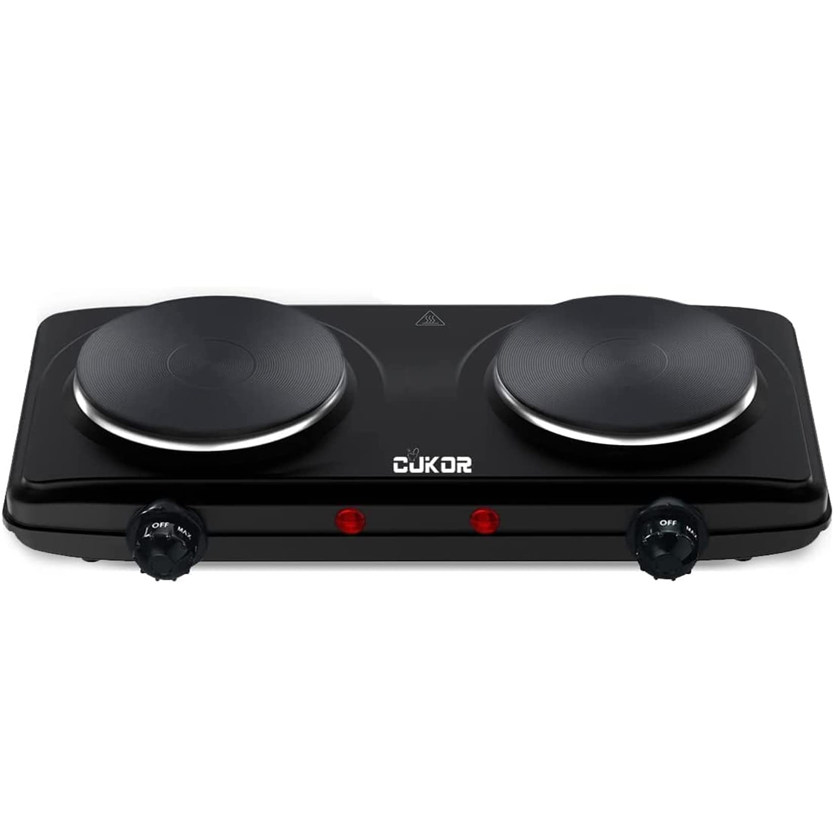 CUKOR 1800W Double Cast Iron Electric Hot Plate - Portable 2 Burner Countertop Stove for Home, RV & Outdoor Cooking | Dual Electric Cooktop with Adjustable Temperature for Camping, Dorm & Kitchen Use