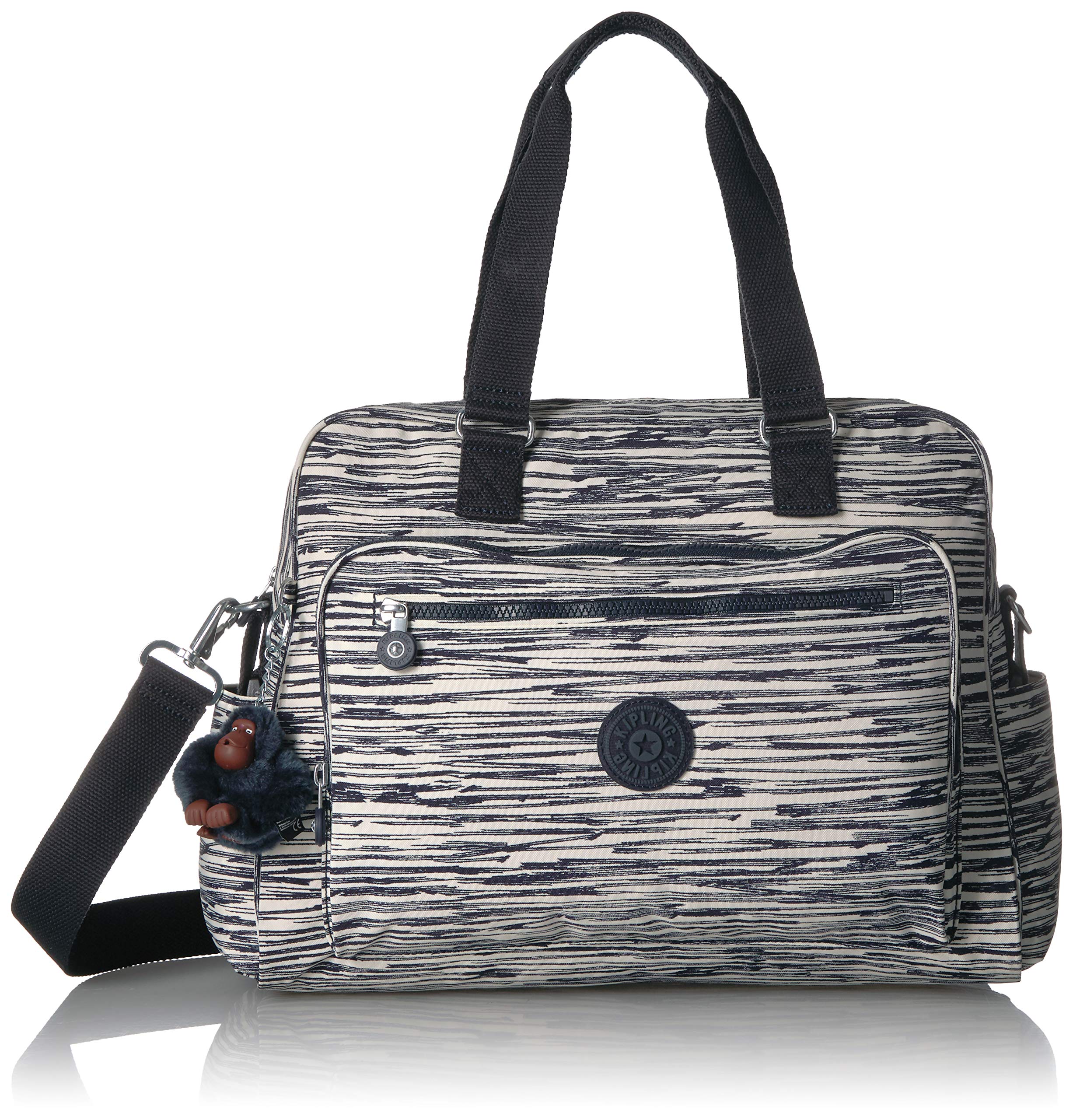 Kipling Women's Alanna Diaper Bag with Stroller Clips - Lightweight Baby Bag with Zip Closure, Scribble Lines Blue Design - Perfect for Moms On-the-Go, Travel & Daily Use