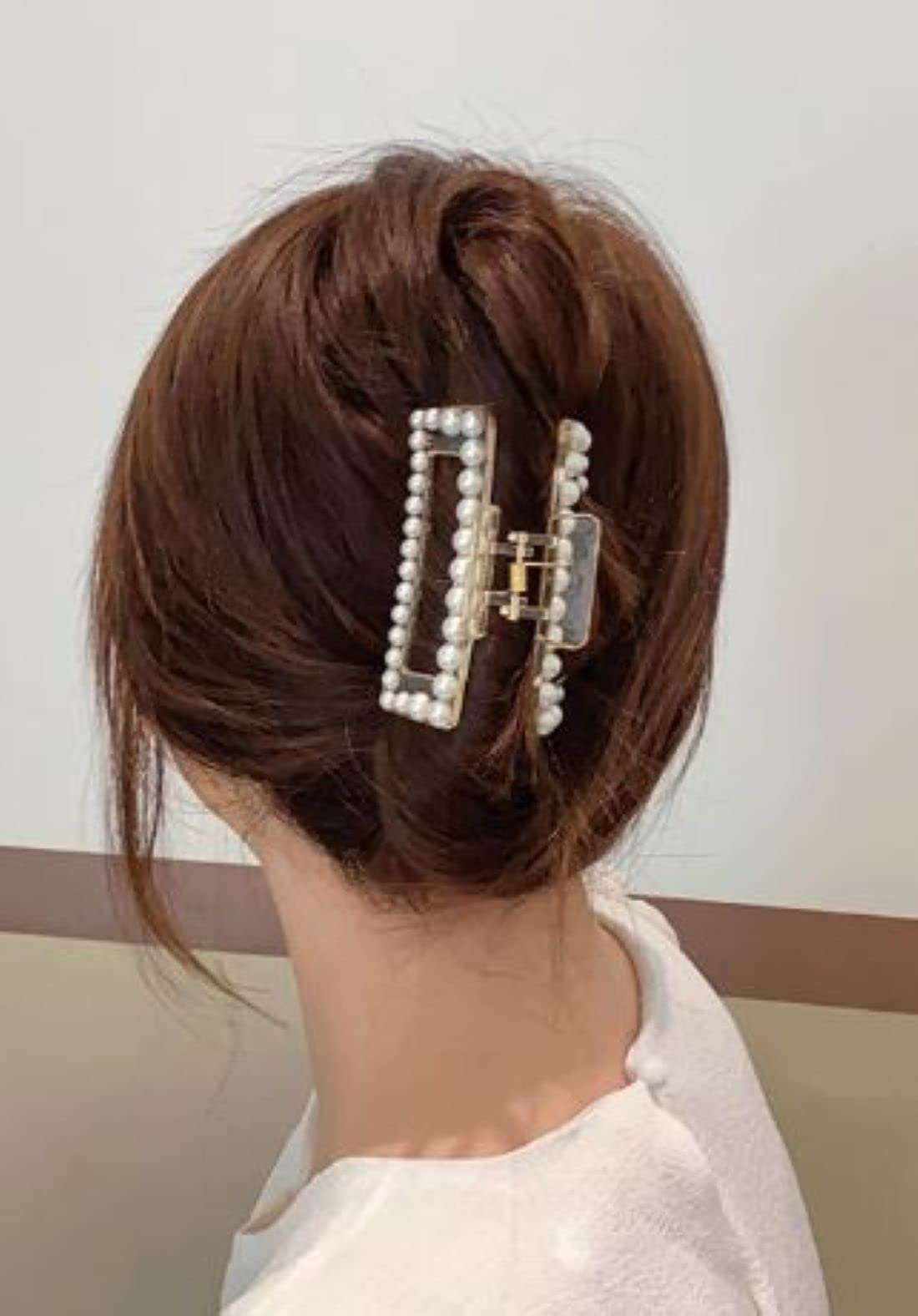 DENICRAAS Pearl Hair Claw Clips - Strong Hold Hair Barrettes for Women, Non-Slip Jaw Clips for Thick Hair - Perfect for Birthday Gifts, Business Events, Weddings & Everyday Styling