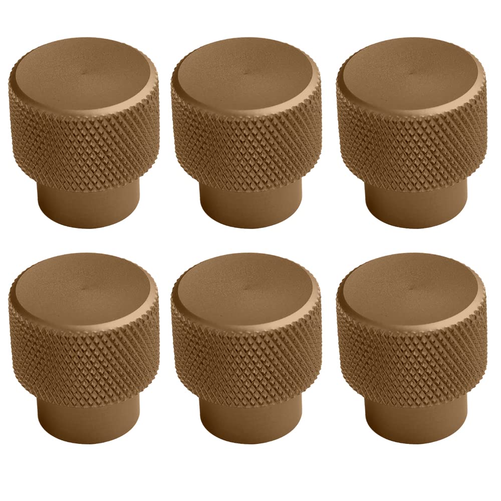 6 Pack 1 Inch Brown Aluminum Cabinet Knobs - Rustic Drawer Pulls for Kitchen, Bathroom & Furniture Hardware (Gutuwellea Brand)