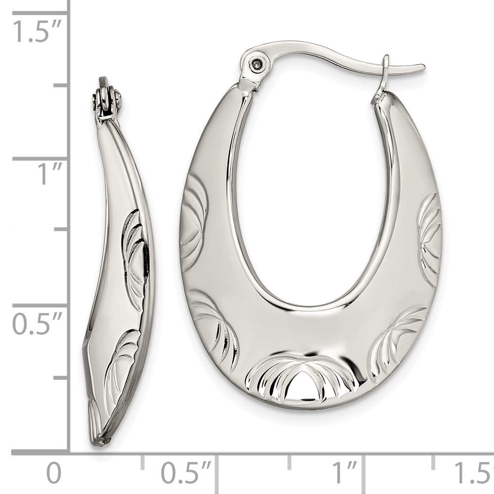 Polished Stainless Steel Half Circle Hoop Earrings for Women - Textured & Hypoallergenic Fashion Jewelry - Perfect for Everyday Wear, Parties & Gifts