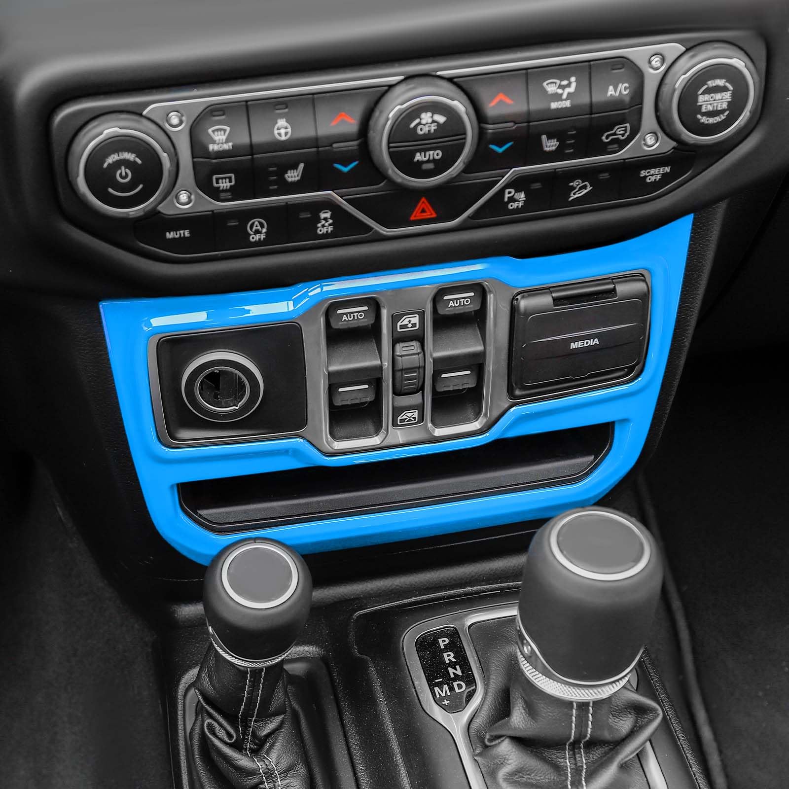 Jeep JL Center Dash Window Switch Panel Trim Cover - RT-TCZ for Jeep Wrangler JL JLU & Gladiator JT (2018-2024) | Baby Blue Interior Accessories | Perfect for Off-Roading & Custom Car Upgrades