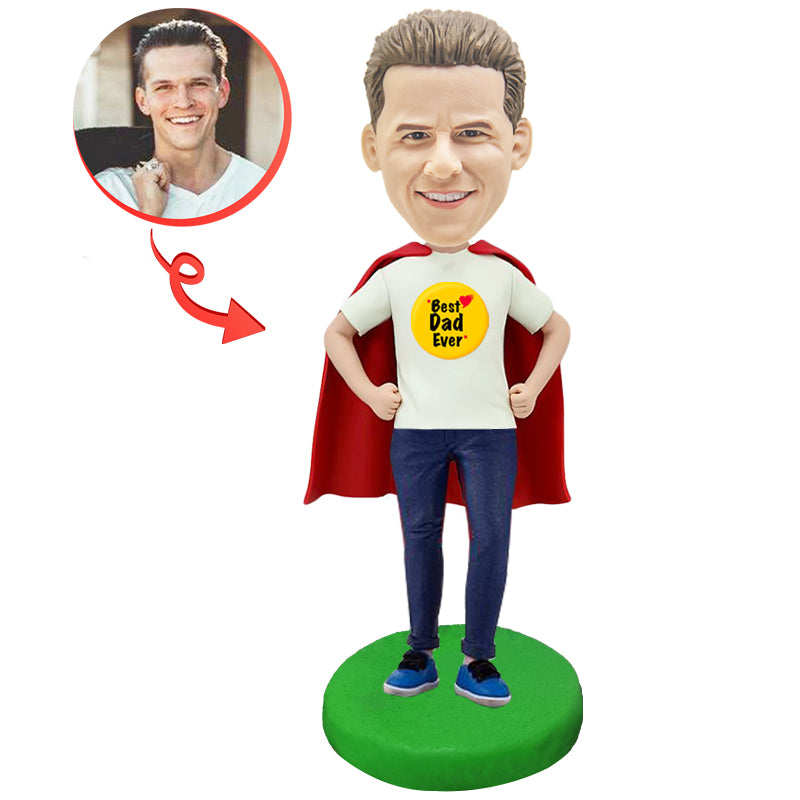 Best Dad Ever Custom Bobblehead - Personalized Father's Day Gift - Unique Handmade Figurine for Birthday, Anniversary & Retirement - Perfect for Office Desk, Home Decor & Gift Giving