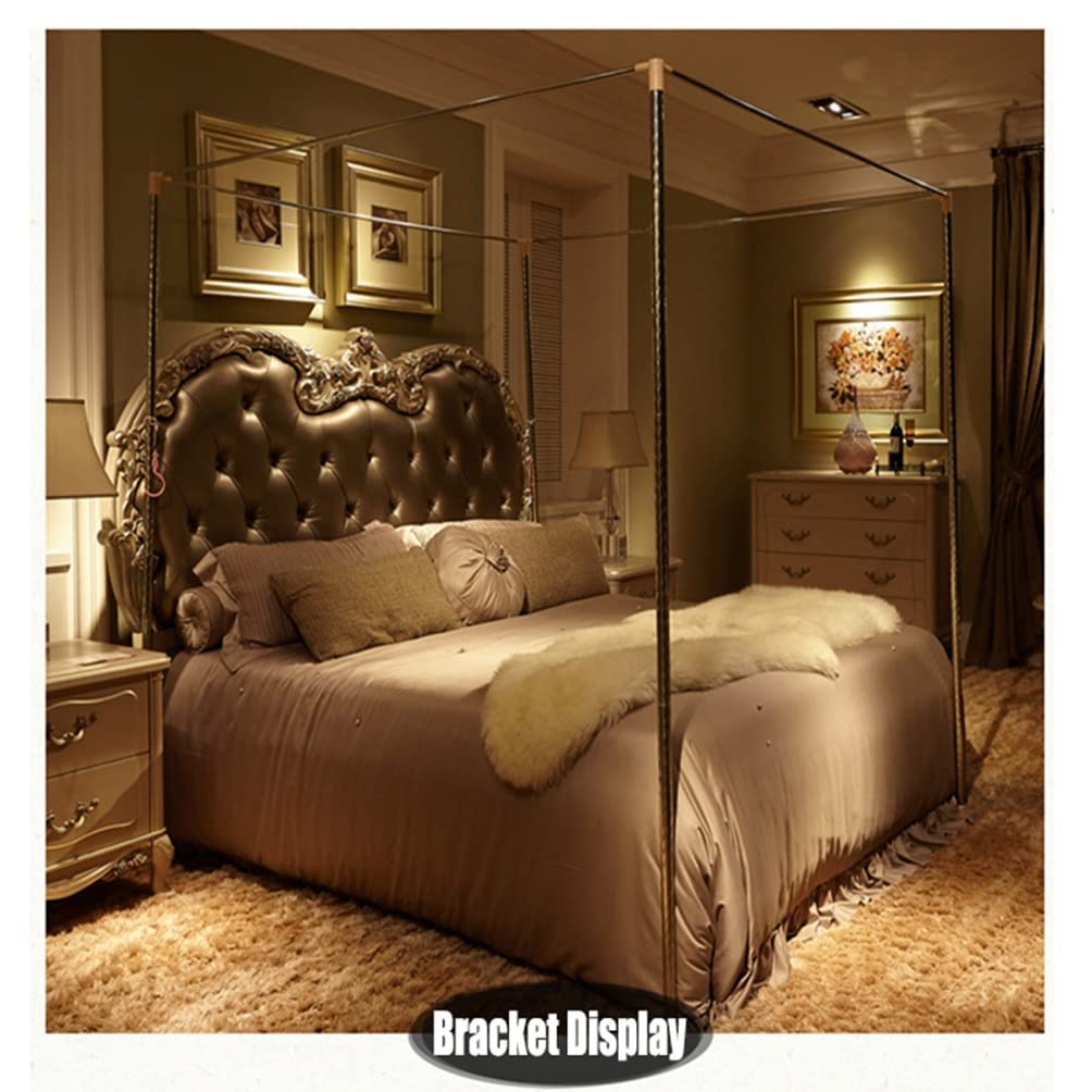 360° Full Coverage 4 Corner Post Bed Canopy with Mosquito Net - Dustproof & Blackout Bed Curtain for Single/Double Beds - Includes Metal Stand & Zipper - Perfect for Bedroom Privacy, Allergy Protection & Romantic Decor