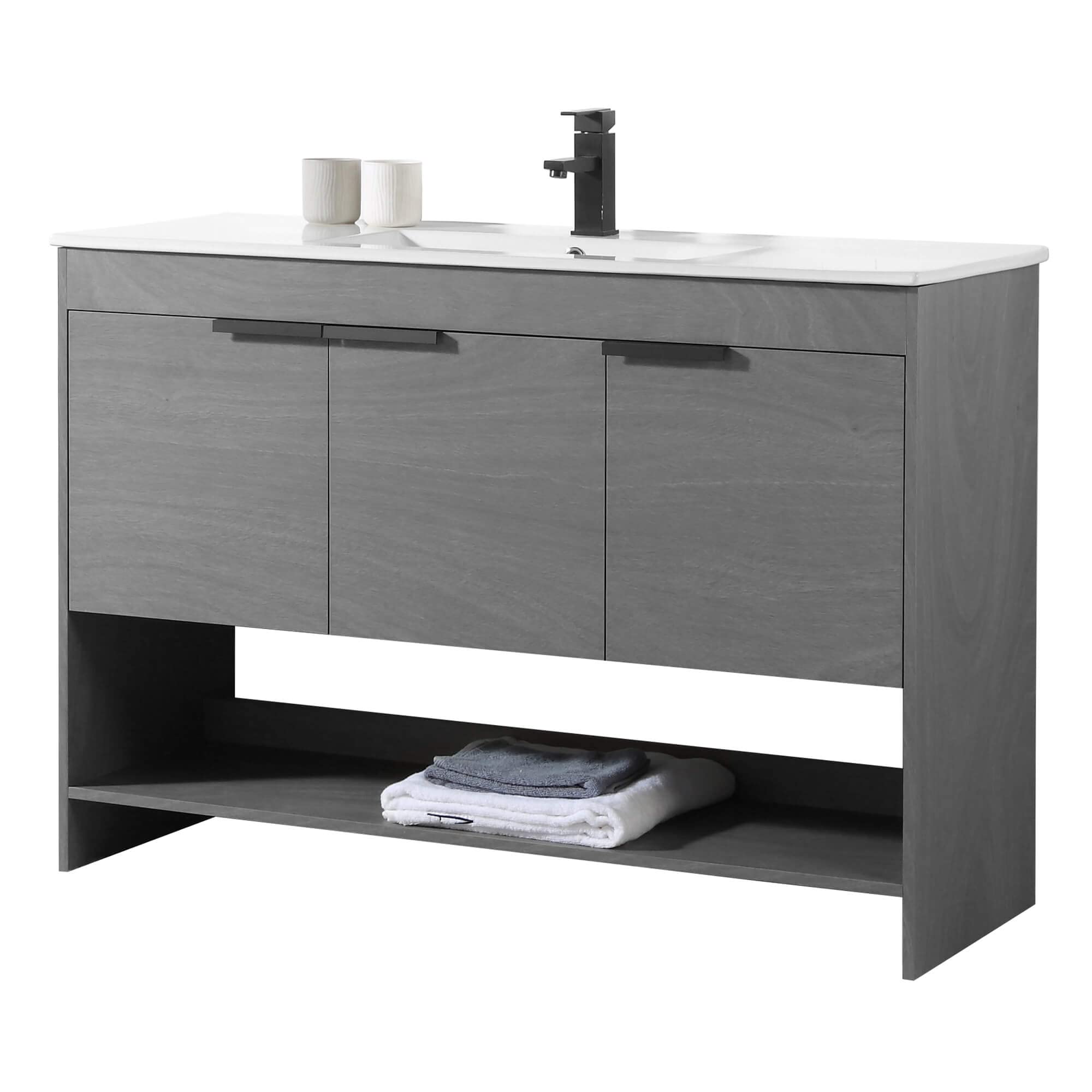 Fine Fixtures Phoenix 48 Inch Bathroom Vanity with Sink - Modern White Bathroom Cabinet with Soft-Close Doors, Storage Drawers & Durable Construction - Perfect Space-Saving Vanity for Small Bathrooms (Full Assembly Required) | Ideal for Master Bath, Guest Bath & Powder Room Remodeling
